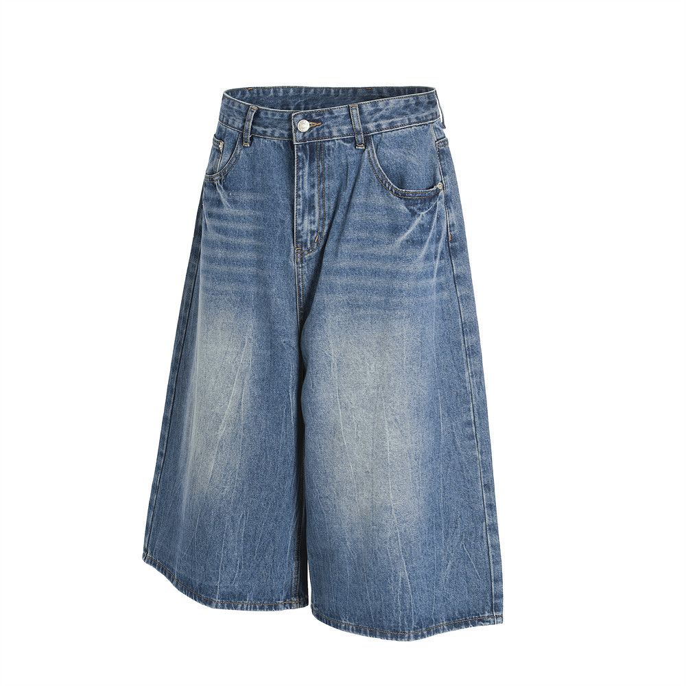 Japanese Brand × Jean Men's casual loose washed lightning pattern denim shorts Size US 32 / EU 48 - 2 Thumbnail