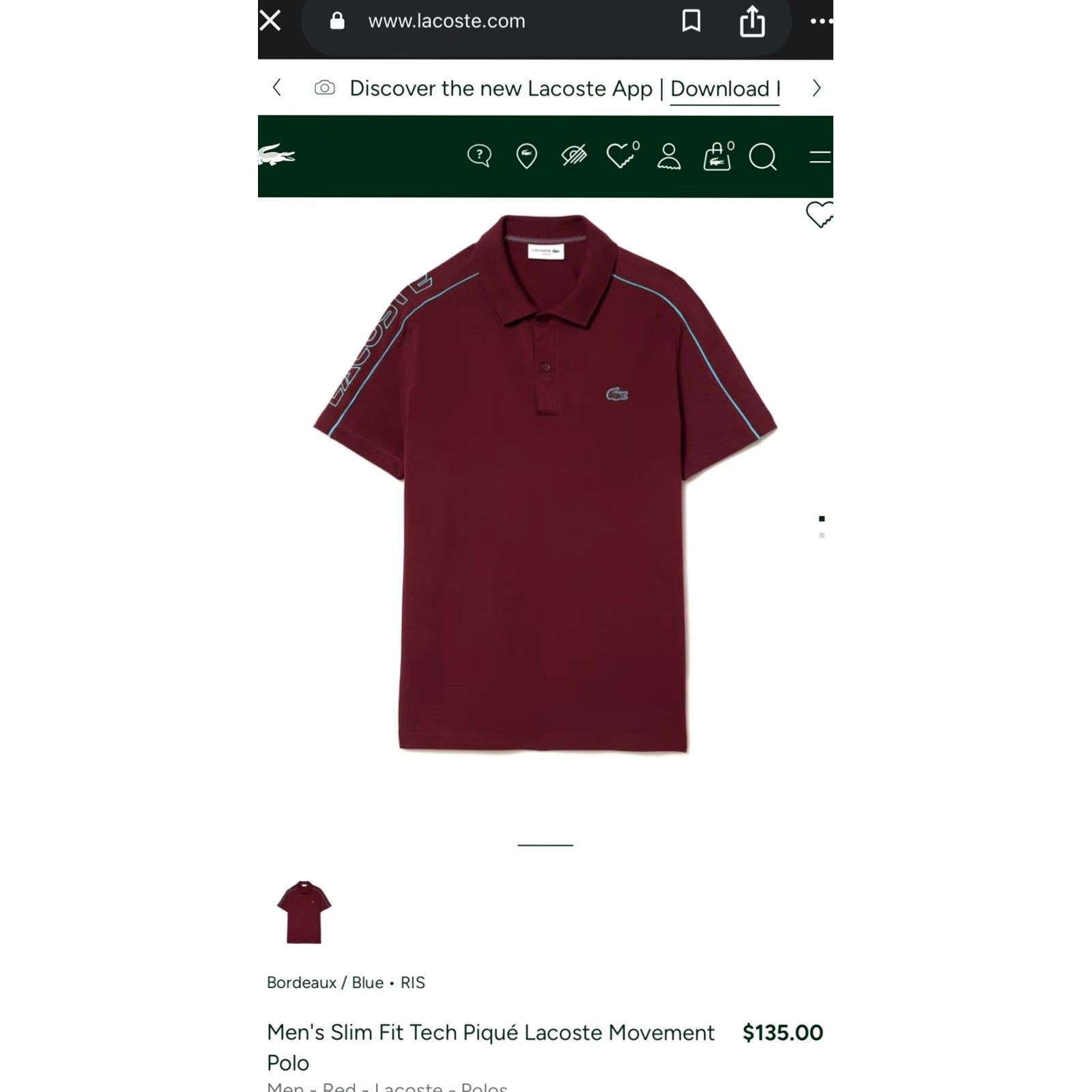 Lacoste VINTAGE Lacoste Polo Shirt 4XL Slim Red Men Size US XXL / EU 58 / 5 - 5 Thumbnail