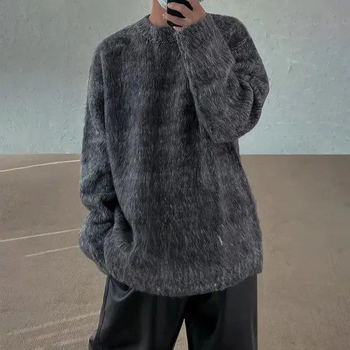 Vintage Gray Mohair Knit Sweater Y2k streetwear Size US L / EU 52-54 / 3 - 3 Thumbnail
