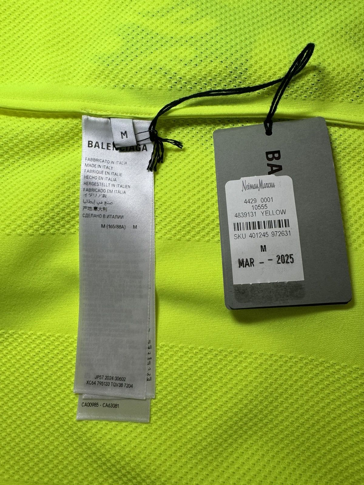 Balenciaga Balenciaga Fluo Yellow Striped Mesh Shirt Size M Size US M / EU 48-50 / 2 - 10 Thumbnail