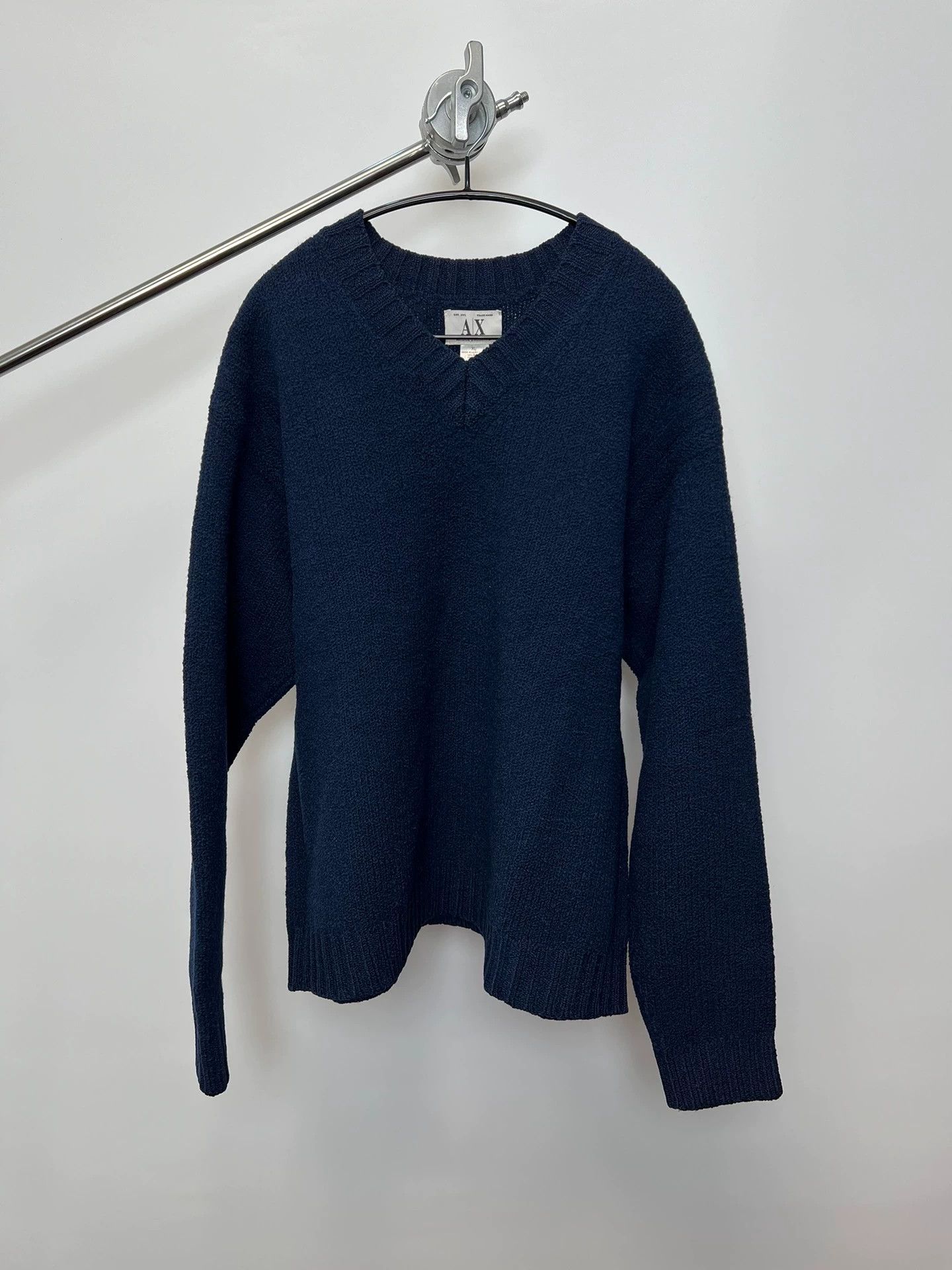 Armani Exchange Armani Exchange V-neck Wool Blend Sweater Blue Relaxed Size XL / US 12-14 / IT 48-50 - 1 Thumbnail