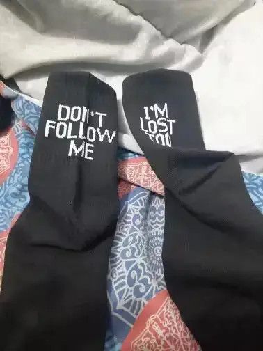 Other Men Funny Harajuku Humor Word Printed Socks Size ONE SIZE - 4 Thumbnail