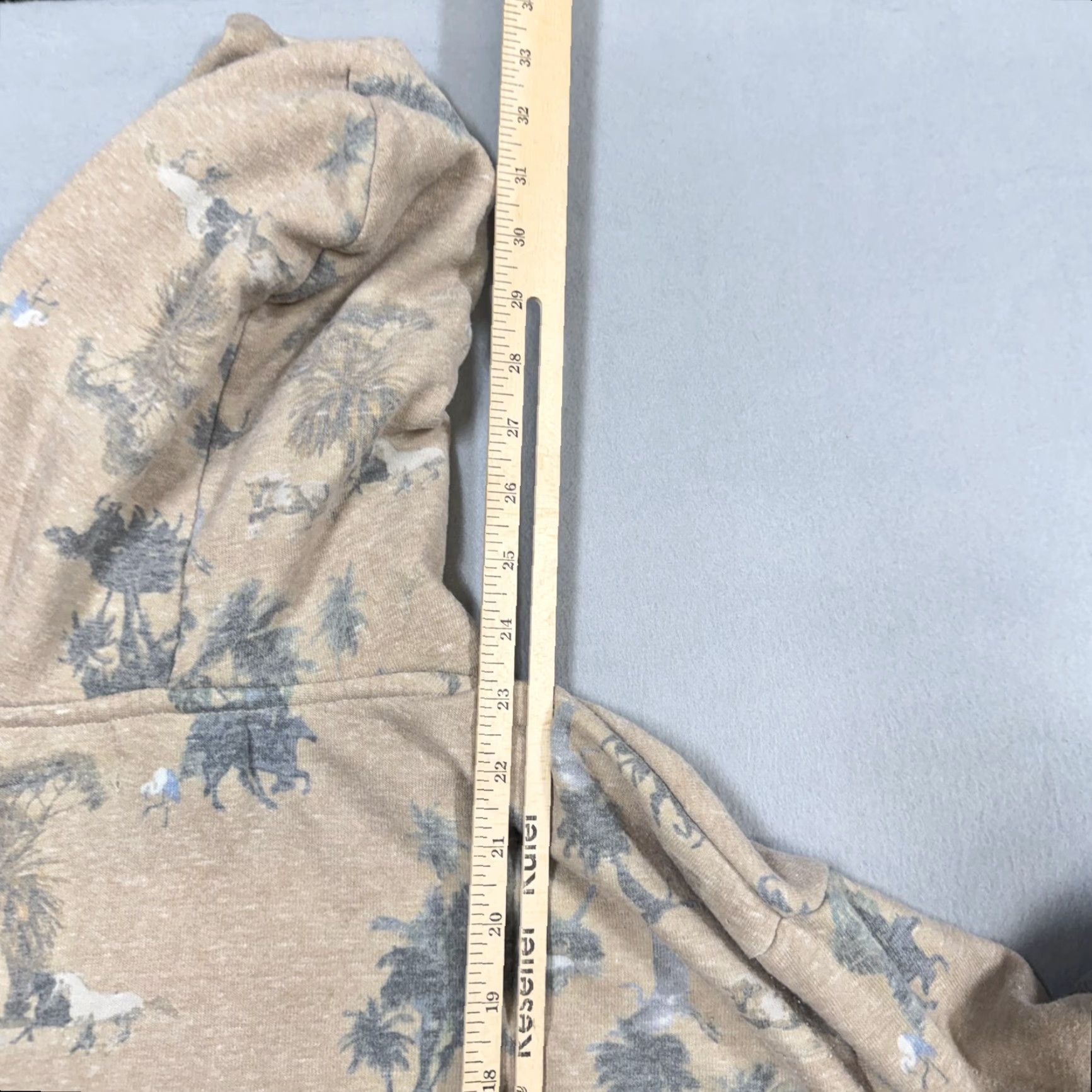 Vintage VINTAGE Tribe Kelley Hoodie Sweatshirt Mens XS Beige Fleece Palm Print Pullover Animal Graphic Print Crew Neck Size US XS / EU 42 / 0 - 6 Thumbnail