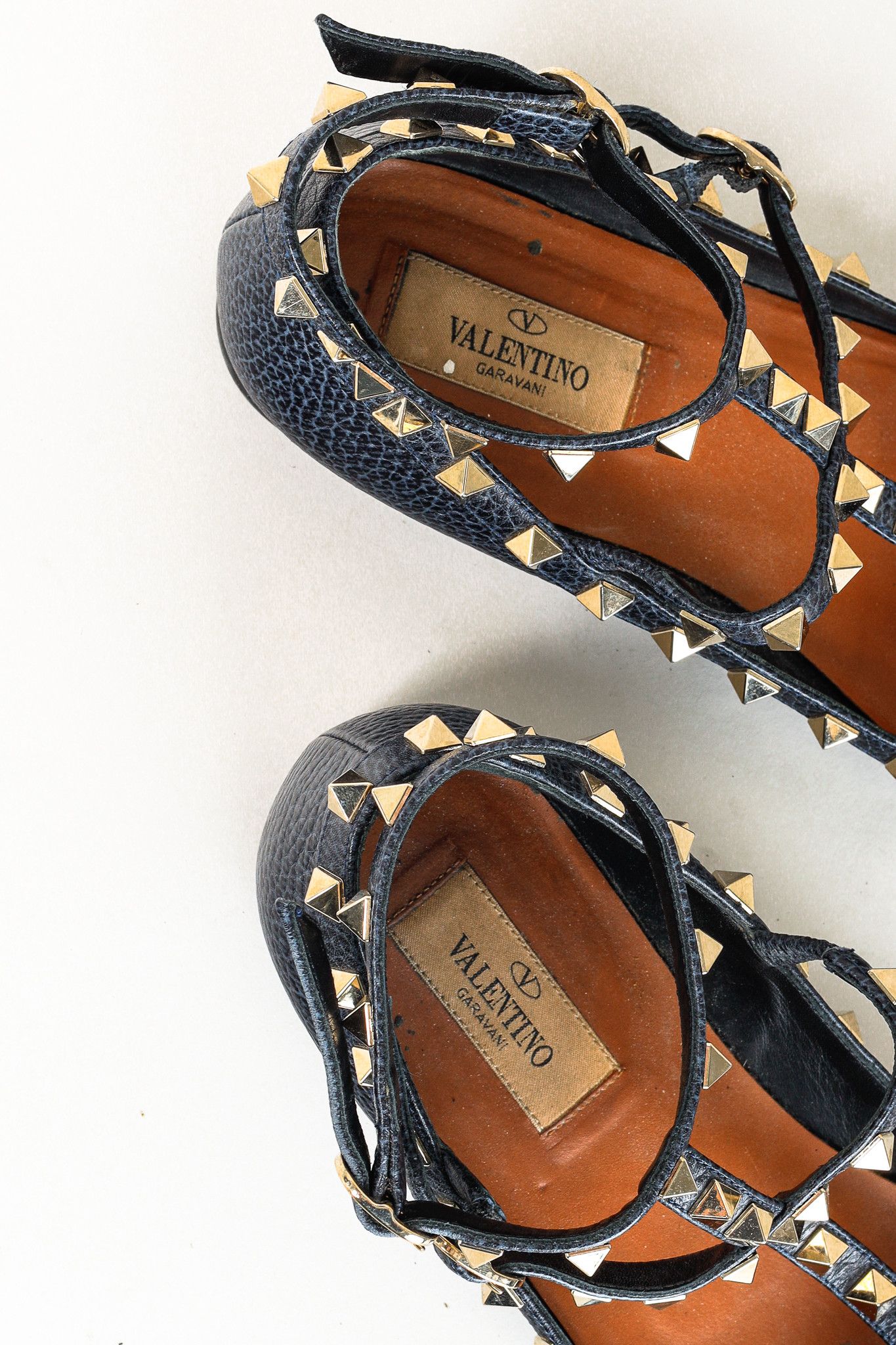 Valentino Valentino Garavani Rockstud Pebble Leather Caged Flats Size US 6 / IT 36 - 3 Thumbnail