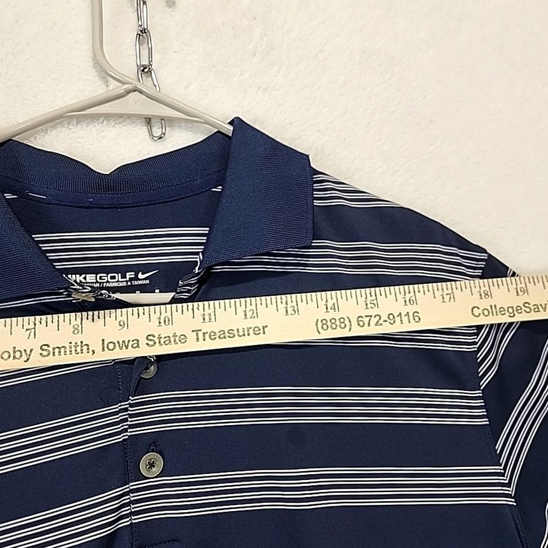 Nike Nike Golf Dri-Fit Polo Shirt Mens M Blue Striped Short Sleeve Polyester Polo Shirt Size US M / EU 48-50 / 2 - 7 Thumbnail