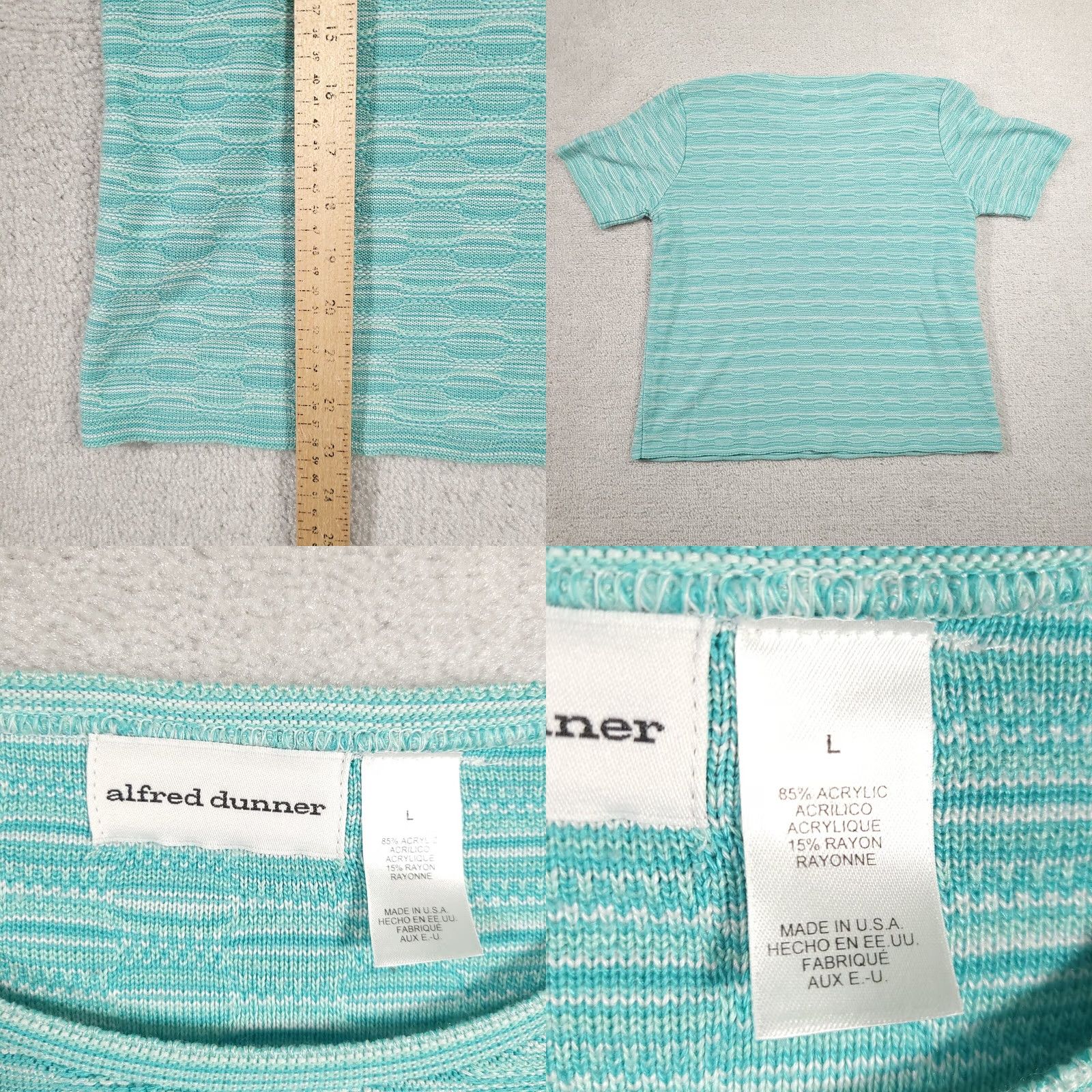 Vintage VINTAGE Alfred Dunner Sweater Shirt Womens Large Green Knit Short Sleeve Made In USA Size L / US 10 / IT 46 - 8 Thumbnail