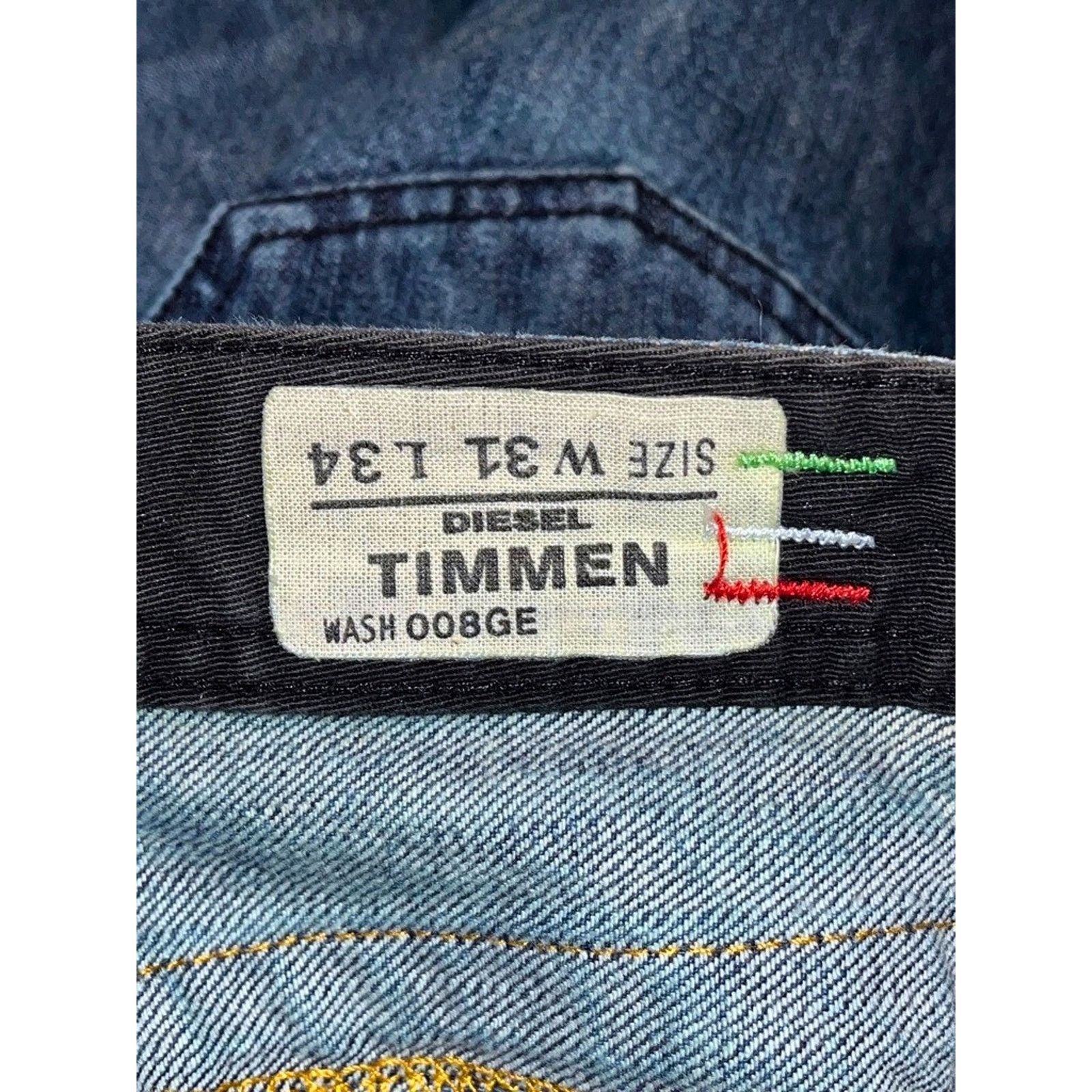 Diesel Diesel Timmen 008GE Jeans W31 L34 Button Fly Straight Fit Size US 31 - 7 Thumbnail