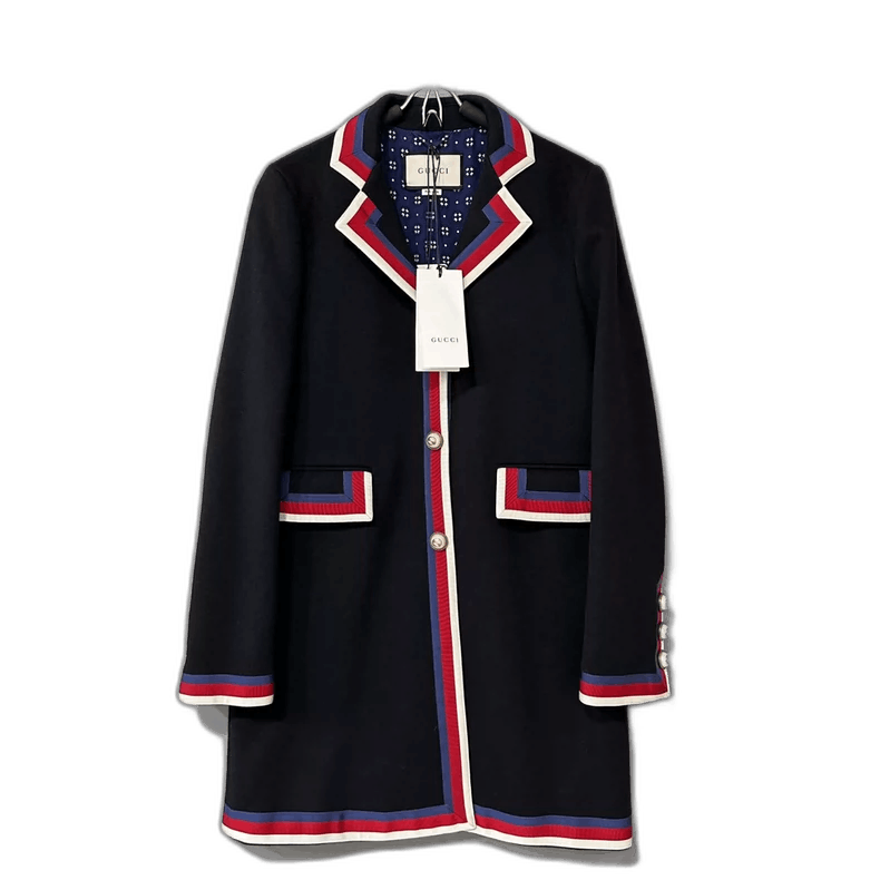 Gucci Gucci Contrast Stripe Pearl Button Wool Coat Size M / US 6-8 / IT 42-44 - 1 Thumbnail