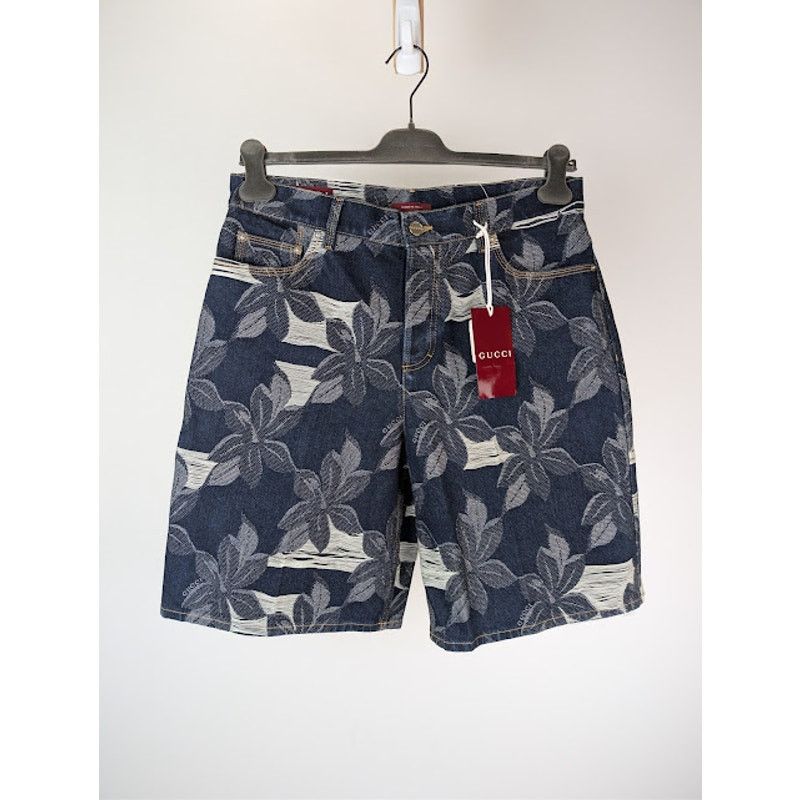 Gucci o1rshd1 Jacquard Certified Cotton Denim Bermuda Shorts Blue Size US 34 / EU 50 - 2 Thumbnail