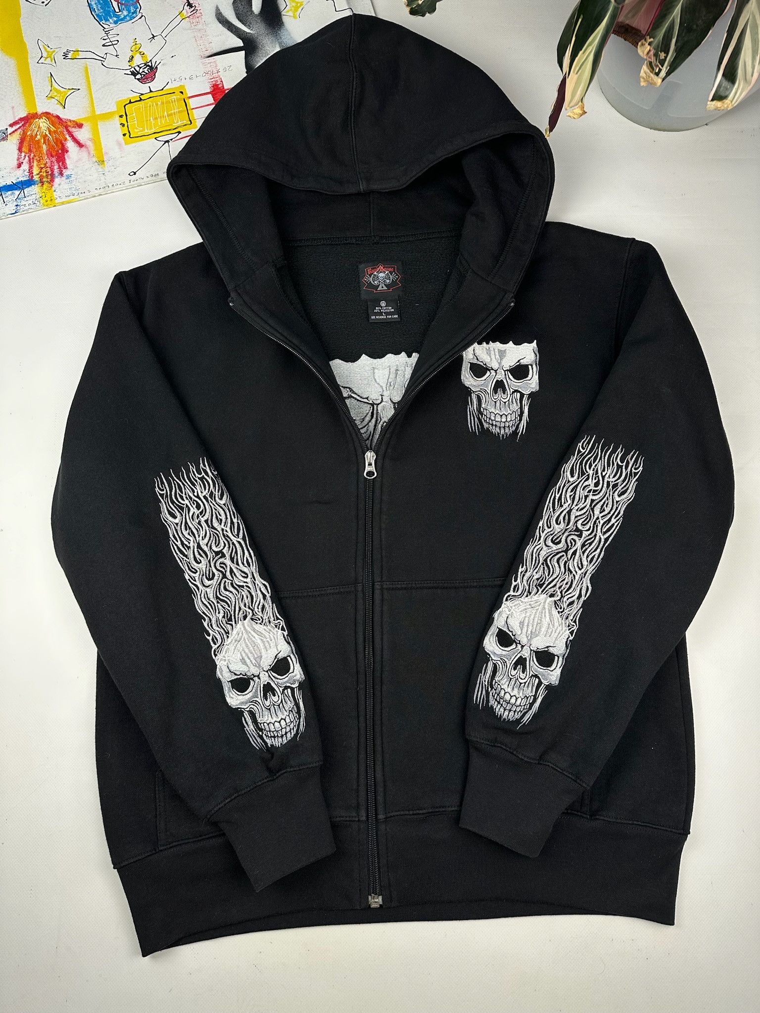 Vintage Road House vintage hoodie skull flame Size US L / EU 52-54 / 3 - 1 Thumbnail