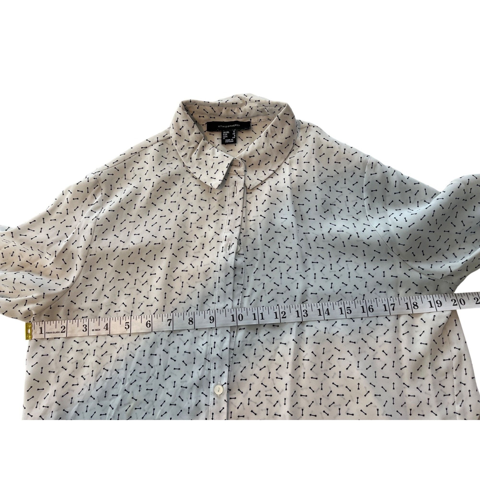 Vintage Atmosphere Womens Long Sleeve Button-Up Blouse White/Black A Size M / US 6-8 / IT 42-44 - 6 Thumbnail