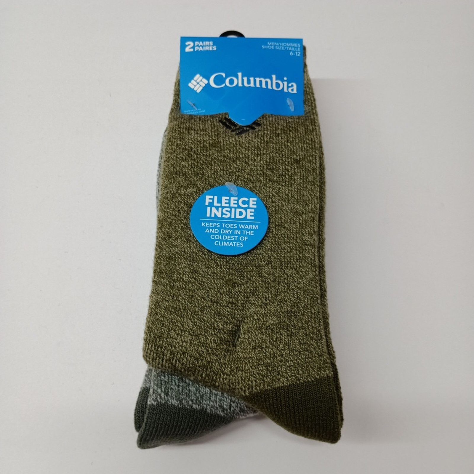 Columbia Columbia 2 Pack Gray Green Fleece Crew Socks Men's Size 6-12 Size ONE SIZE - 1 Thumbnail
