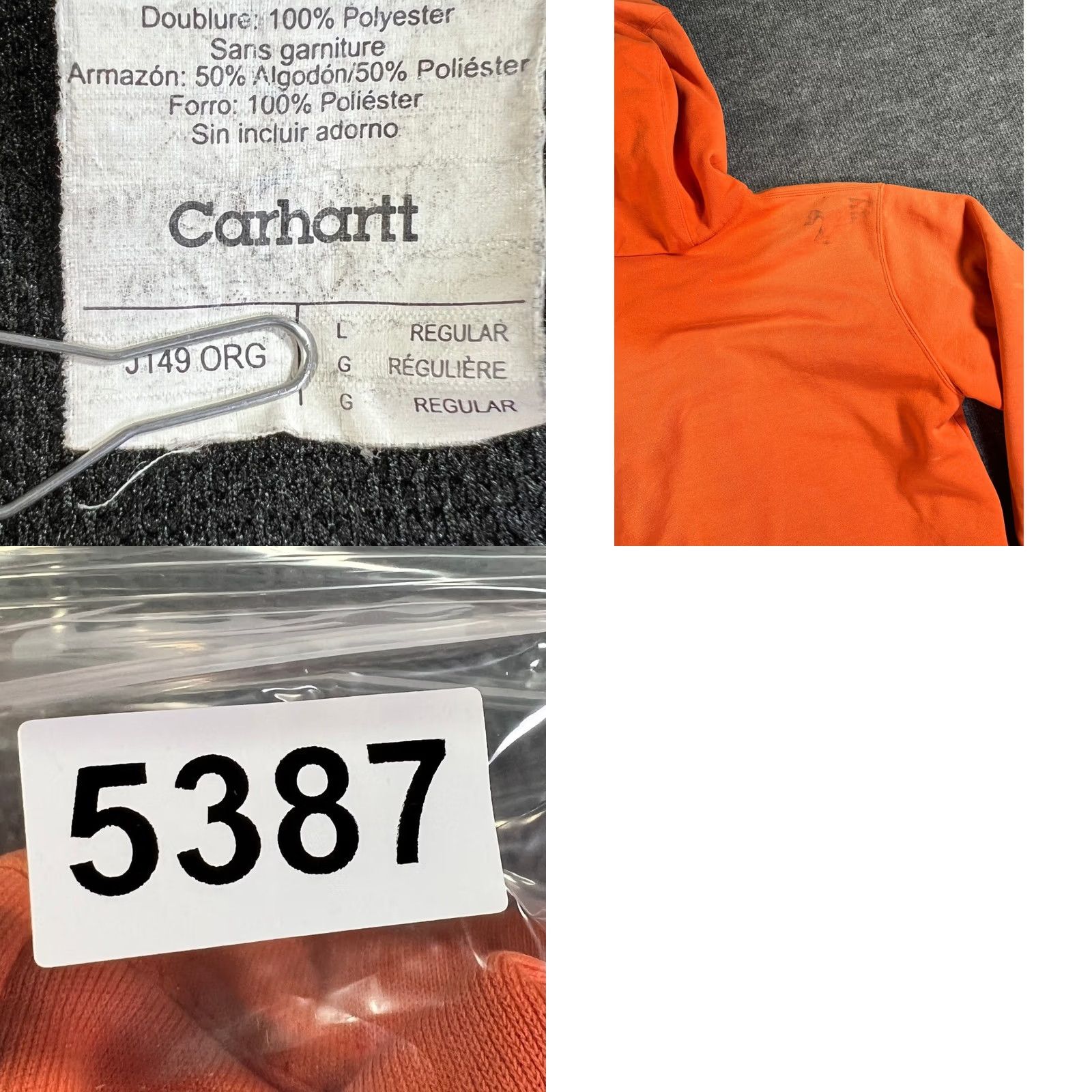 Carhartt VINTAGE Carhartt Full Zip Hoodie Men L Orange Thermal Lined Embroidered Workwear Size US L / EU 52-54 / 3 - 9 Thumbnail