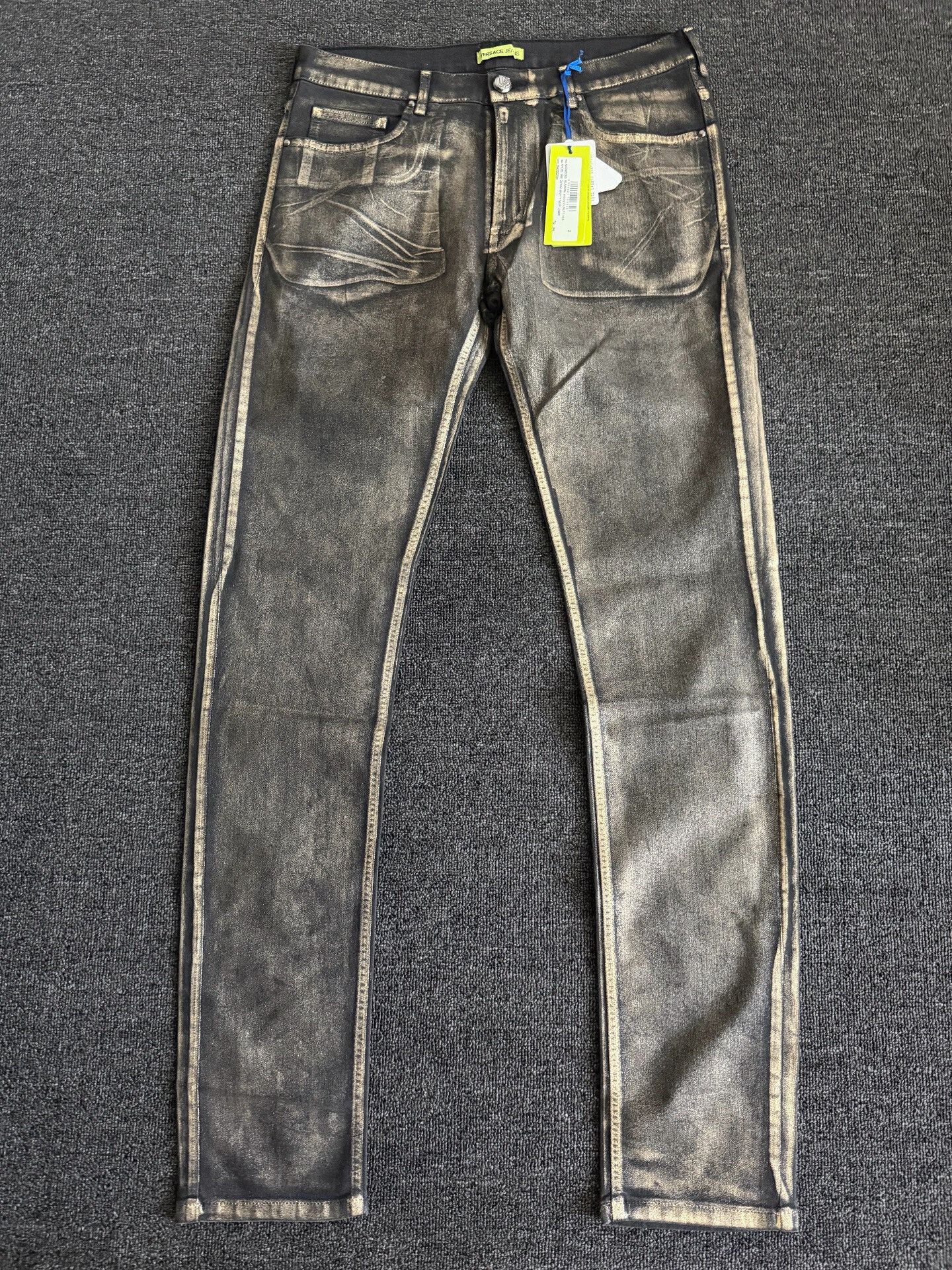 Versace Versace Gold Tone Coated Slim Jeans Size US 34 / EU 50 - 1 Thumbnail