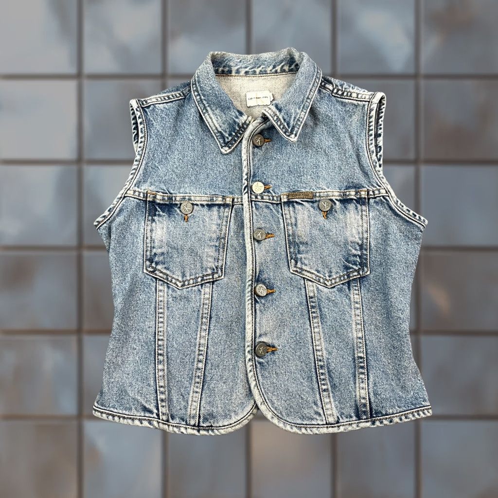 Calvin Klein Calvin Klein Womens Denim Vest Jacket Small UK 6-8 Blue Vintage Y2K 90s Denim Vest Jacket Blue Womens Small UK 6-8 Vintage 90s CK Shirt/Coat? Size S / US 4 / IT 40 - 1 Thumbnail