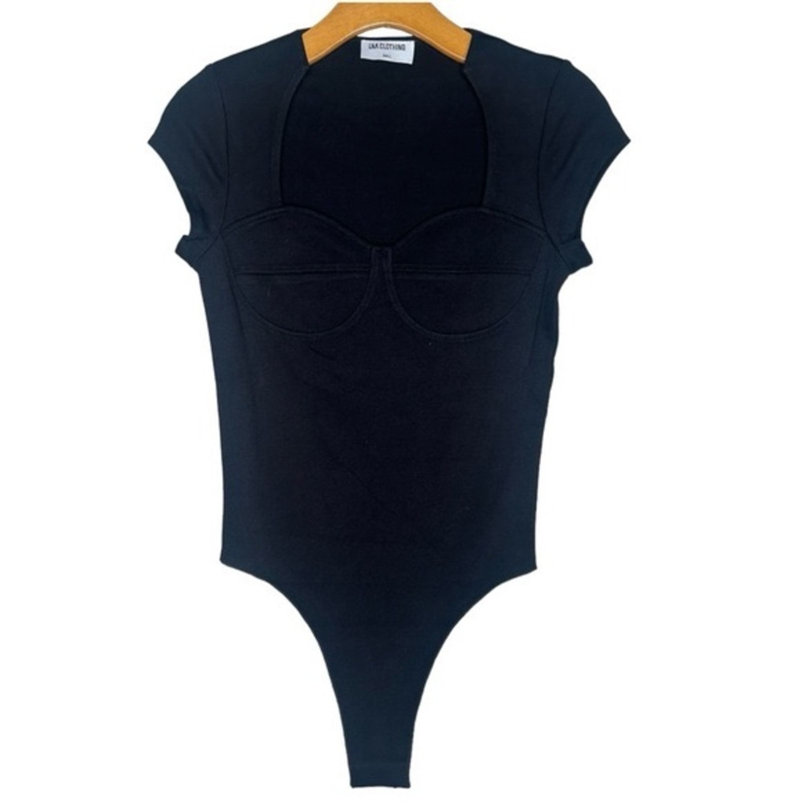 NWOT Revolve LNA Bustier Capsleeve Bodysuit Black Size Small