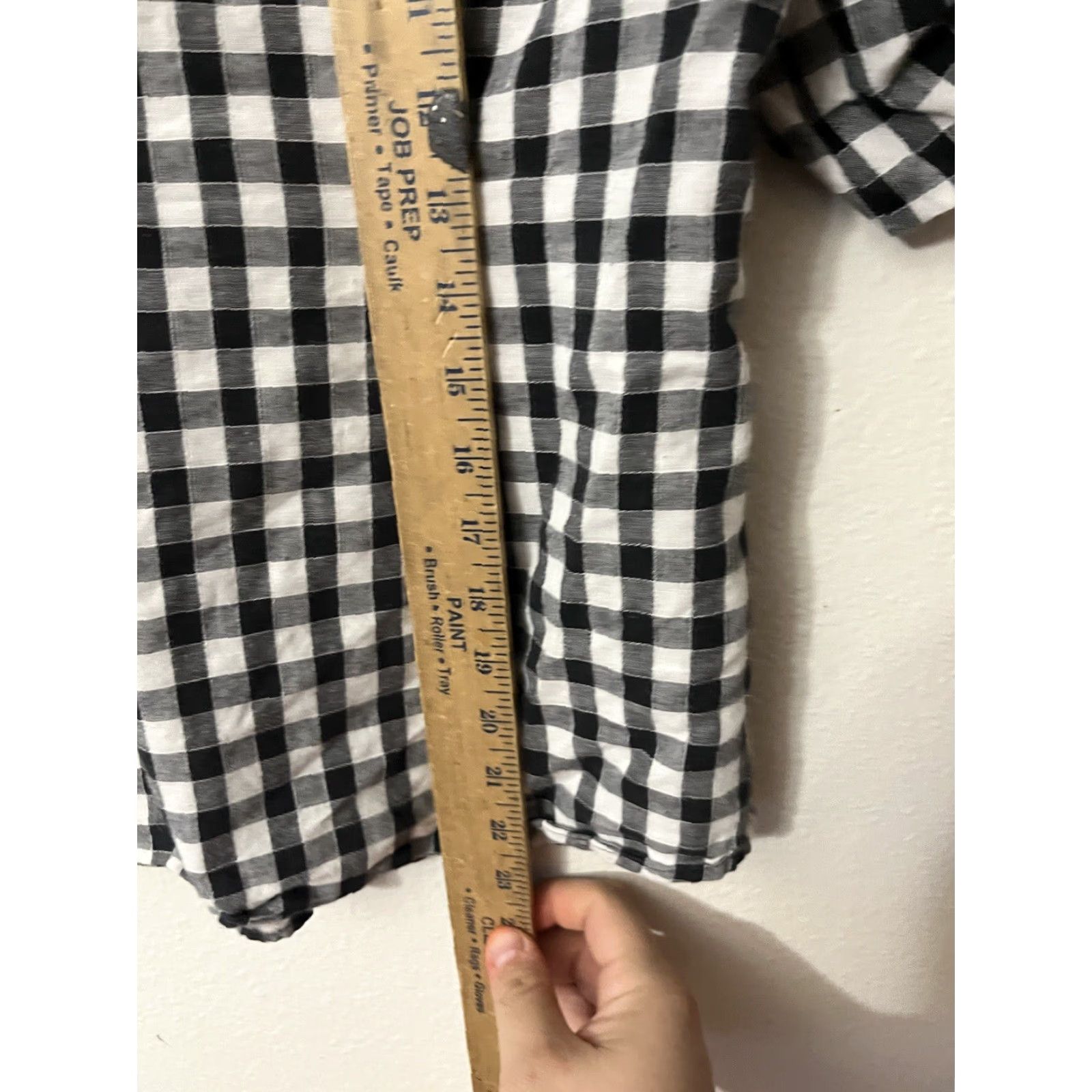 Bdg BDG Blouse Women's Medium Black White Plaid Short Sleeves Roll Tab Size M / US 6-8 / IT 42-44 - 5 Thumbnail