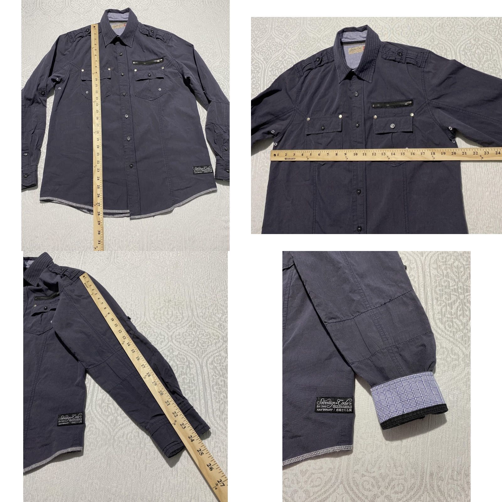 Sovereign Code Sovereign Code Shirt Mens Medium Blue Gray On Guard Utility Long Sleeve Shirt Mens On Guard Chambray Button-Up Pockets 100% Cotton Size US M / EU 48-50 / 2 - 8 Thumbnail