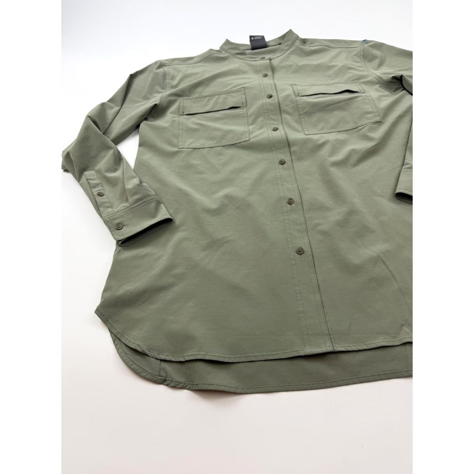 Prana prAna Shirt Womens Medium Green Collared Long Sleeve Button Up Stretch Tunic Top Size M / US 6-8 / IT 42-44 - 2 Thumbnail