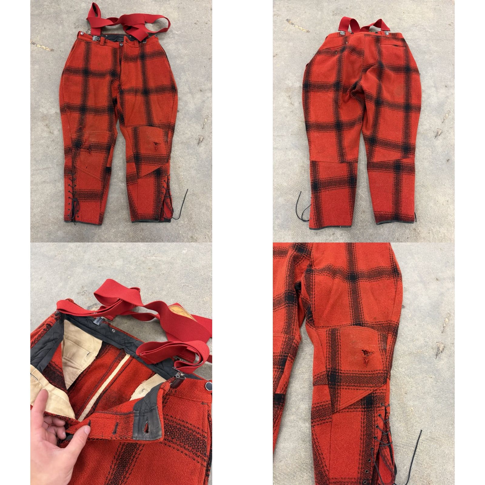 Sears VINTAGE Sears Hercules Plaid Wool Jacket Pants Set SZ Large Red Black Plaid Overcoat Men Fall Winter Wool Vintage 40s Size US 33 - 9 Thumbnail