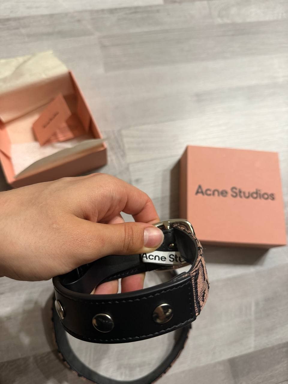 Acne Studios ACNE STUDIOS Pink & Black Monogram Buckle Belt Size 30 - 5 Thumbnail