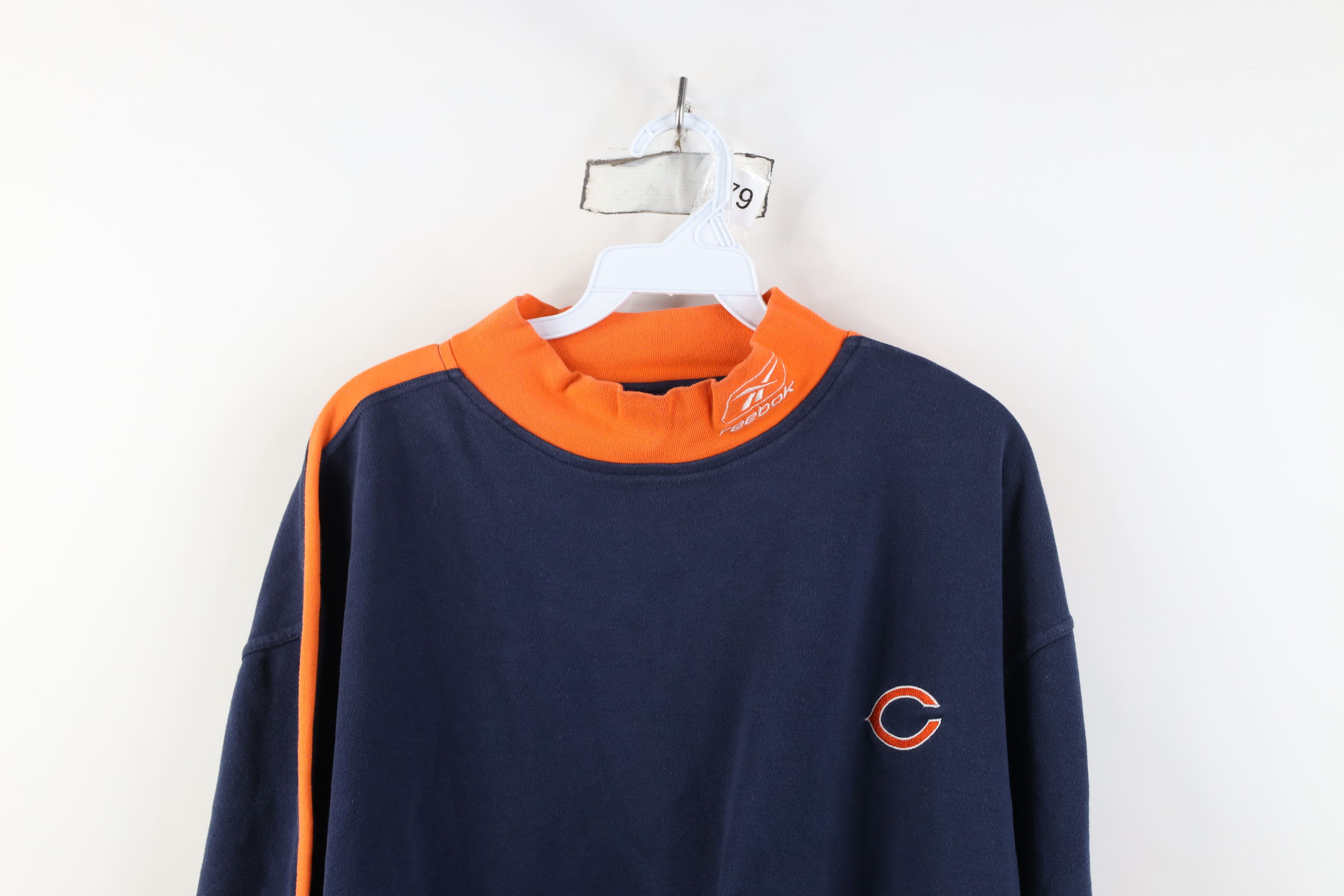 Reebok Vintage Reebok Chicago Bears Football Mock Neck T-Shirt Blue Size US XL / EU 56 / 4 - 2 Thumbnail