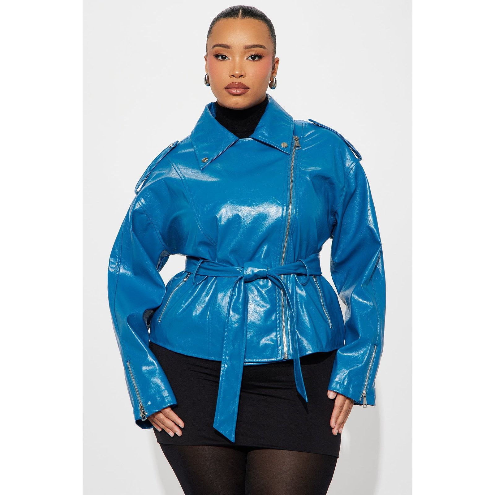 Other Moving On Faux Leather Moto Jacket - Teal - Size 1X Size XL / US 12-14 / IT 48-50 - 6 Thumbnail