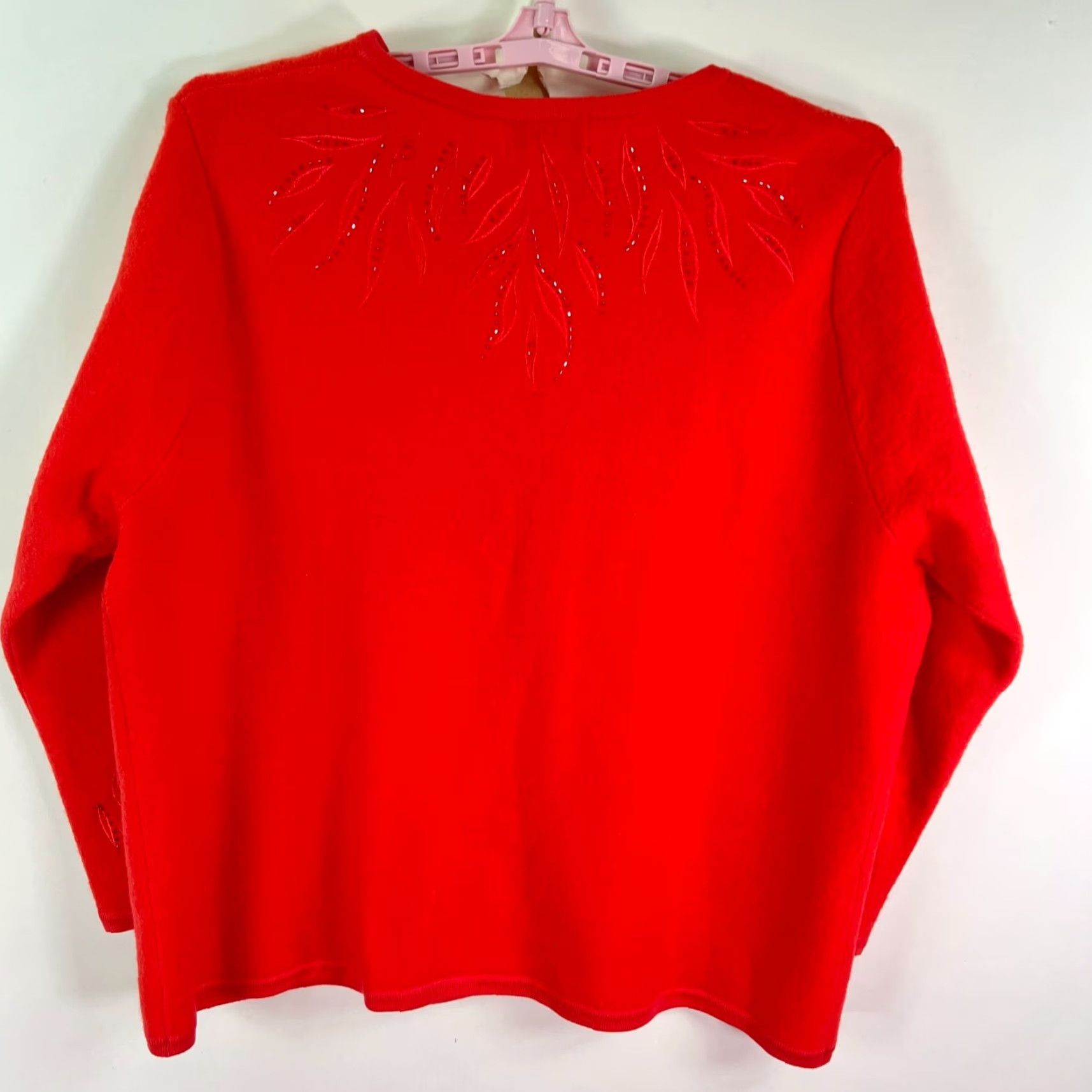 Vintage VINTAGE Victor Costa Cardigan Sweater Womens 1X Orange 100% Wool Embellished Embroidered Womens Cardigan 90s Style Size XL / US 12-14 / IT 48-50 - 5 Thumbnail