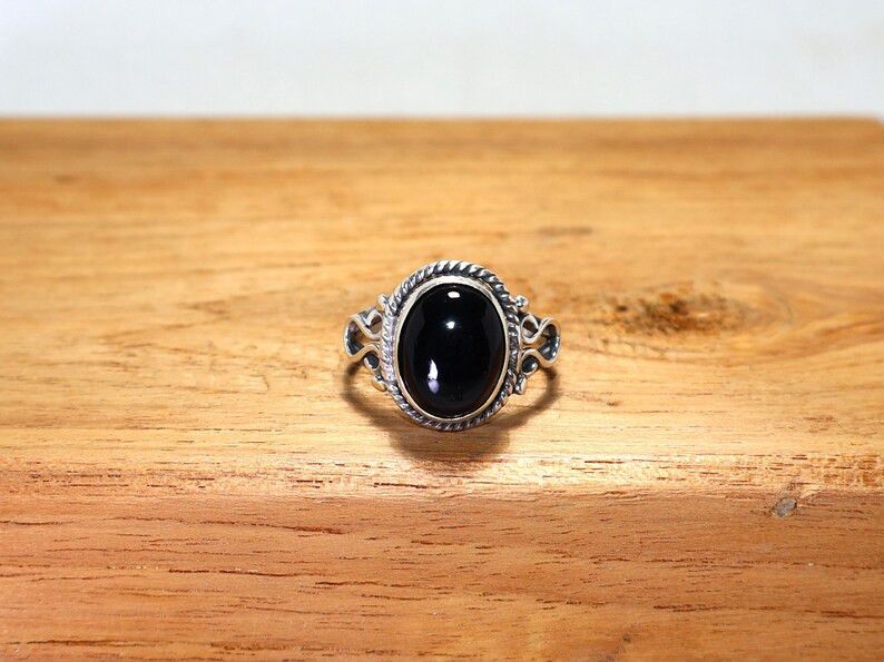 Handmade Black Onyx 925 Sterling Silver Ring - Handmade Jewelry Size ONE SIZE - 1 Thumbnail