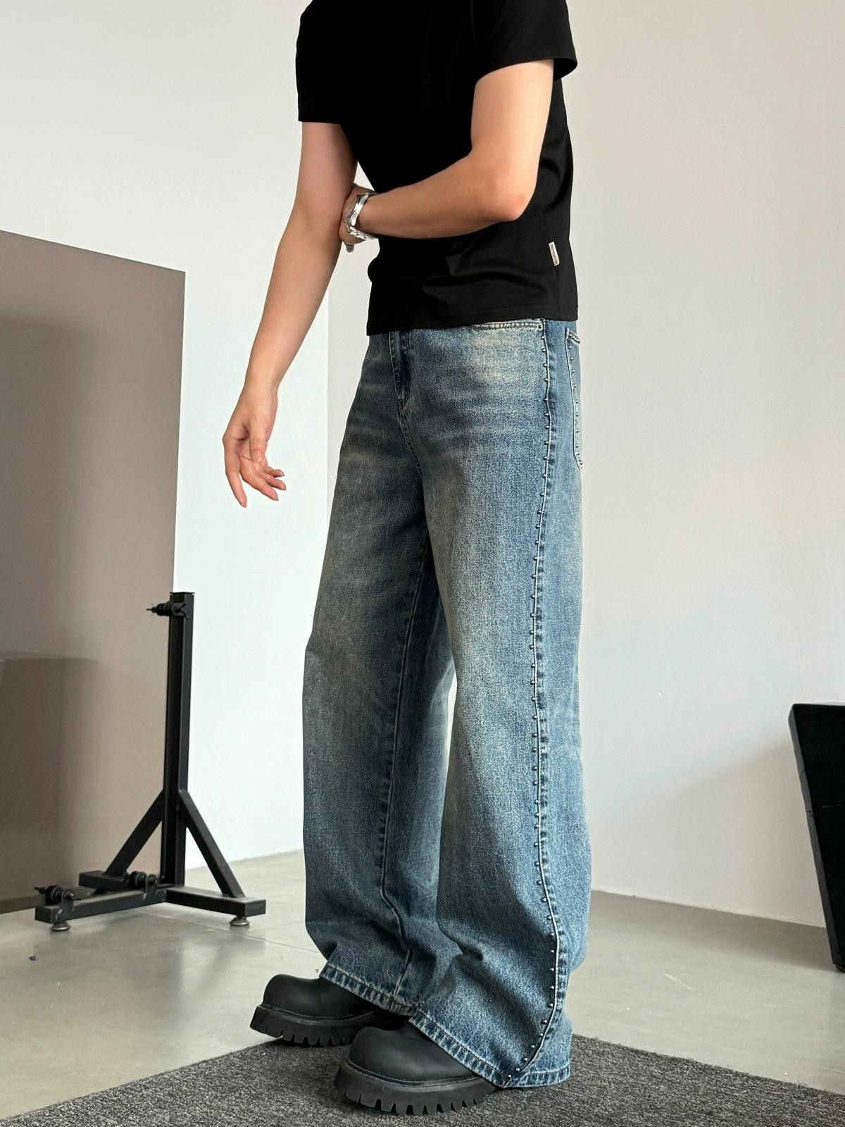 Other Whiskered Straight Wide-Leg Denim Jeans Size US 30 / EU 46 - 3 Thumbnail