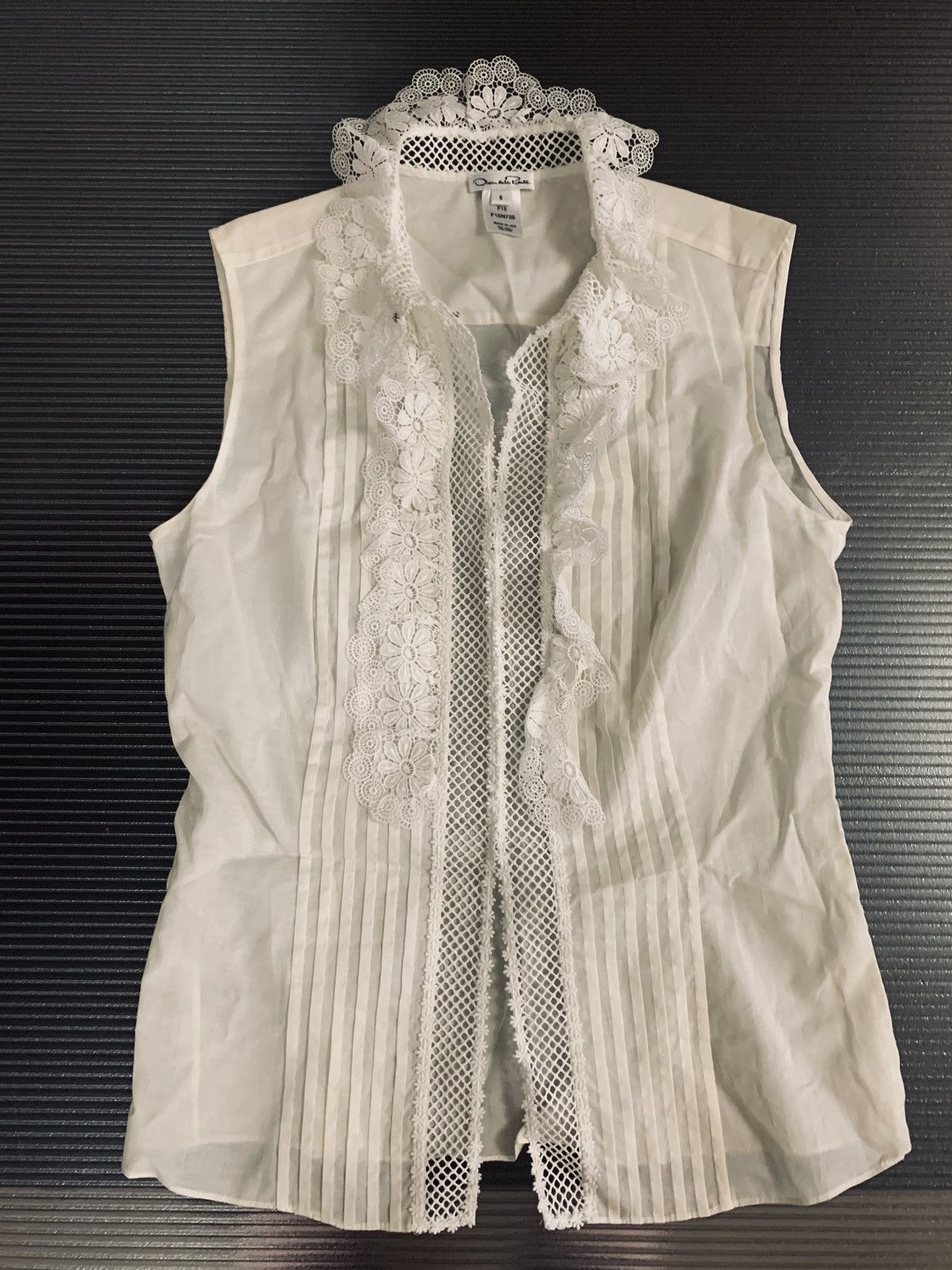 Oscar De La Renta Oscar de la Renta 🇺🇸 white hand embroidered lace blouse 6 LN Size M / US 6-8 / IT 42-44 - 8 Thumbnail