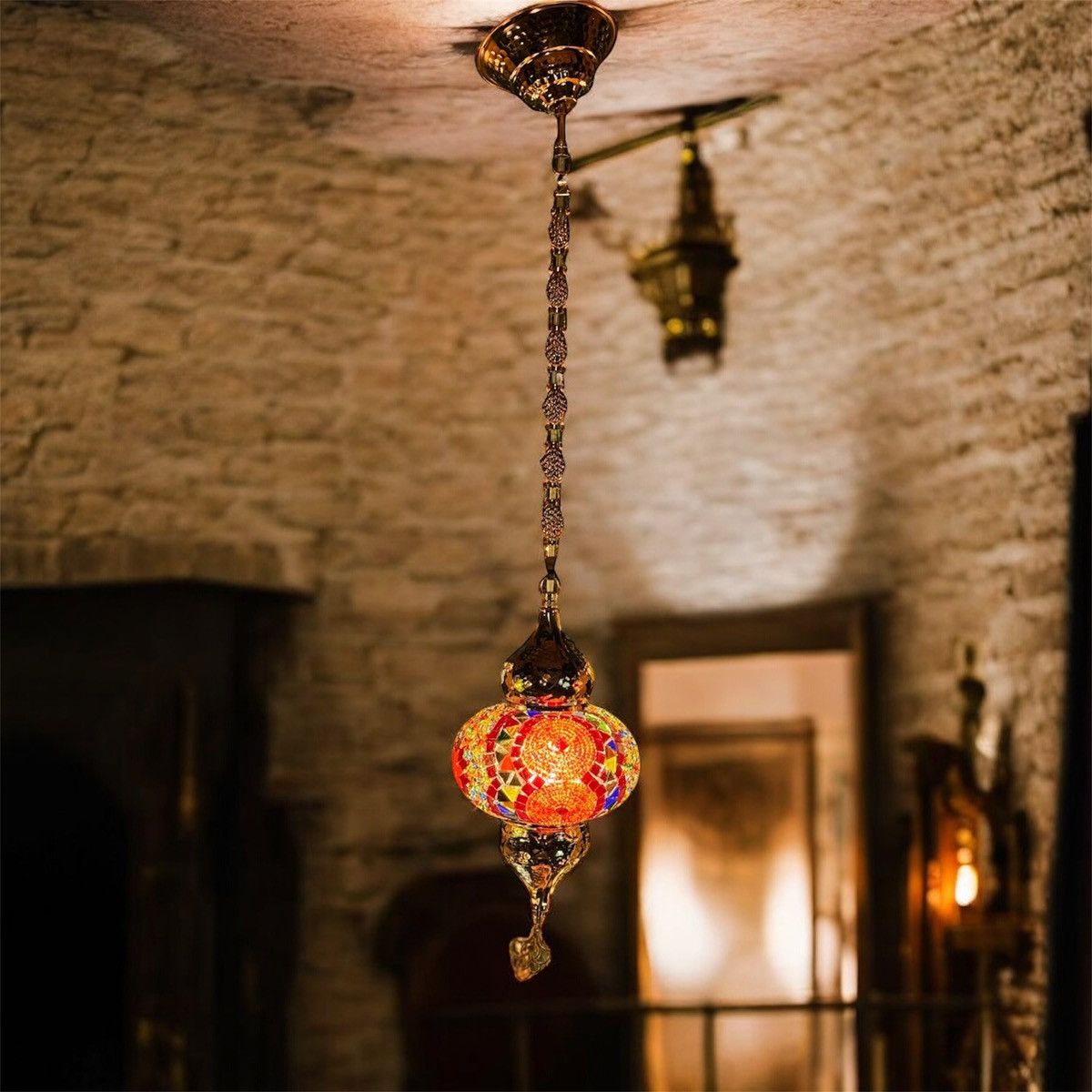 Other N3 Anatolian Big Size Work Gold Bronce Mosaic Pendant Size ONE SIZE - 1 Thumbnail