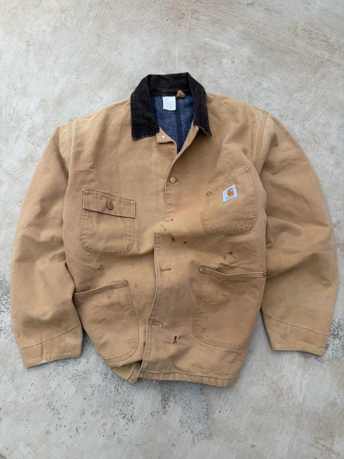 Carhartt Vintage Faded 80s Carhartt Chore Coat Jacket Size US XL / EU 56 / 4 - 1 Thumbnail