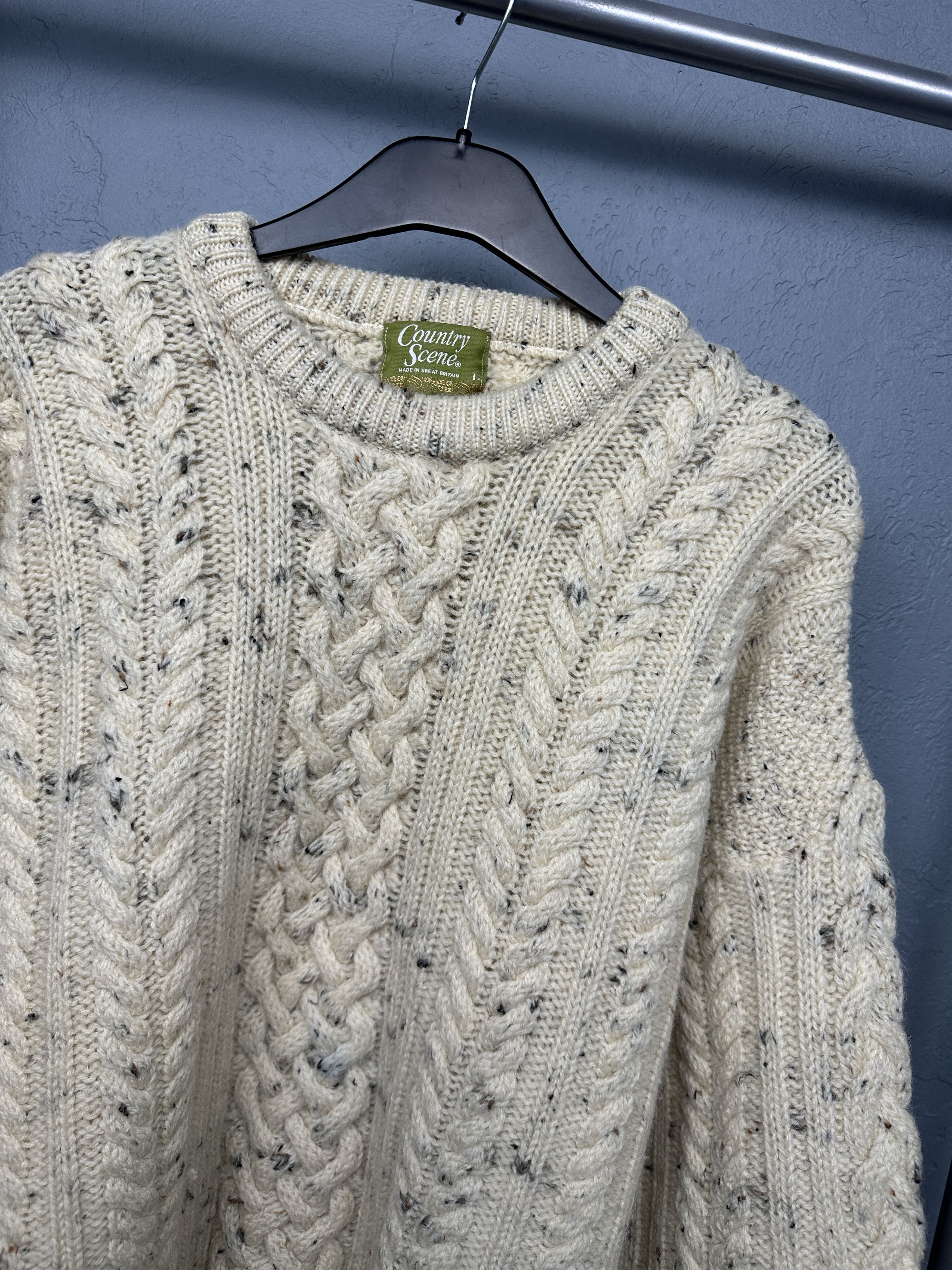Vintage Country Scene Womens British 100% Wool Knit Sweater Size L / US 10 / IT 46 - 2 Thumbnail