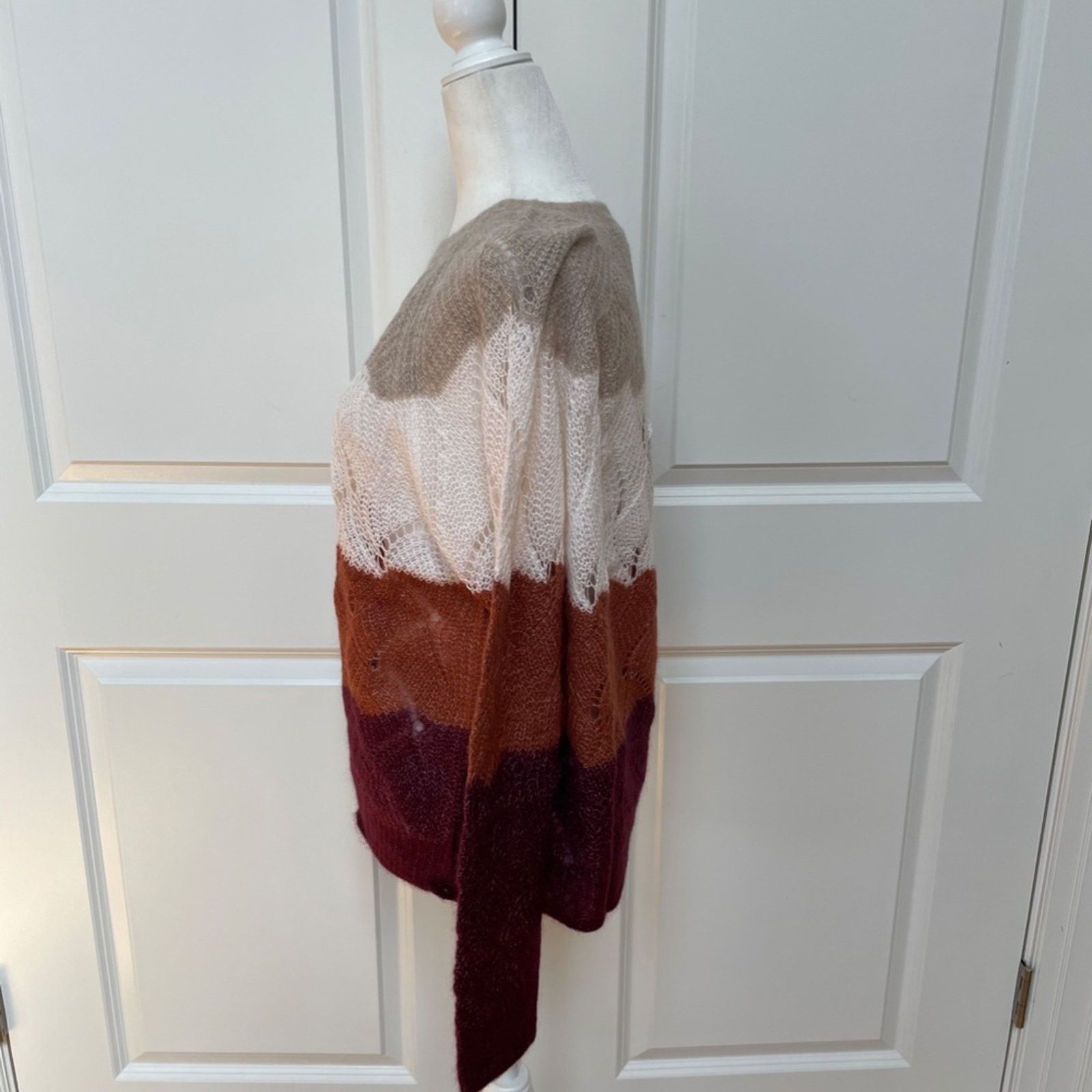 Autumn Cashmere Striped Wave Stitch Cashmere/Silk Sweater - AUTUMN CASHMERE Size L / US 10 / IT 46 - 6 Thumbnail