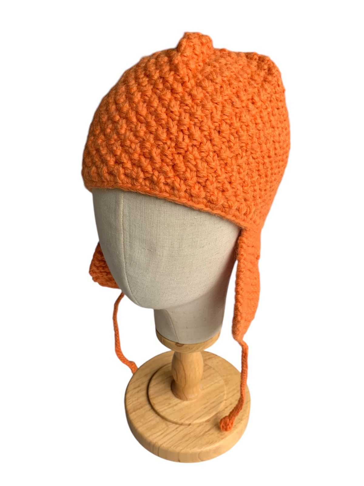 Handmade × Japanese Brand Knitted crochet Rare Design Earflap Beanie Hats Size ONE SIZE - 2 Thumbnail
