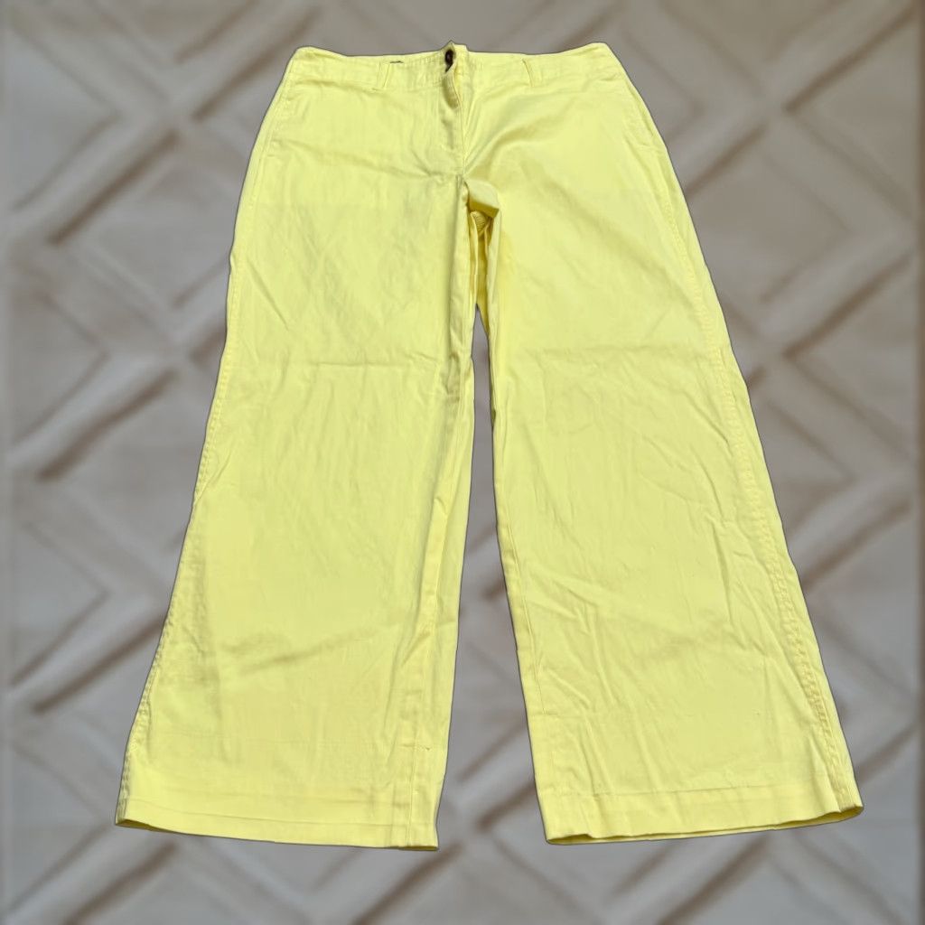 Talbots Talbots Chino Wide Leg Pants Women 14P Yellow High Rise Cotton Casual Workwear Size 36" / US 14 / IT 50 - 1 Thumbnail