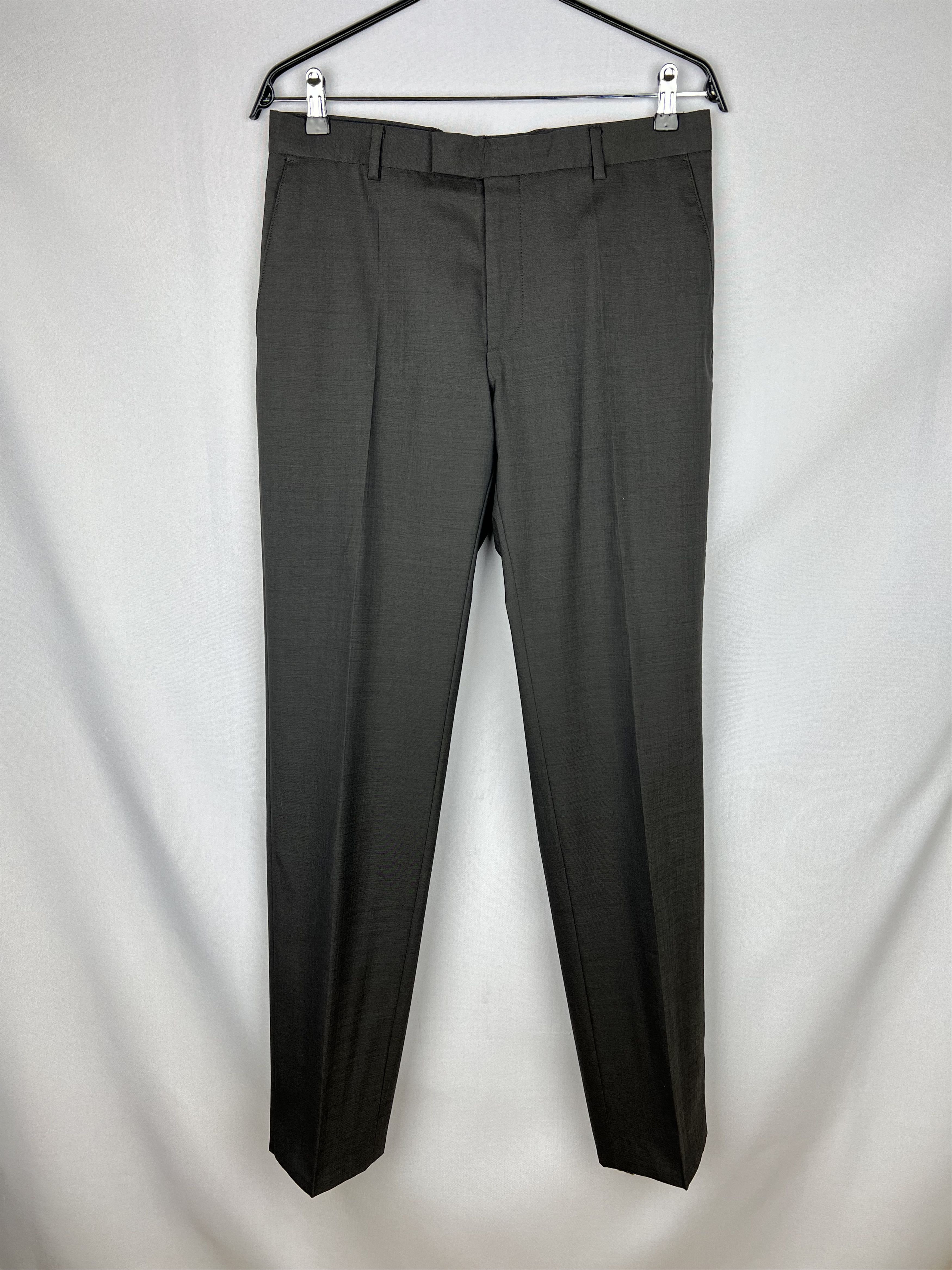 Strellson Solid Gray-Brown Wool Classic Slim-Fit 2 Piece Long Suit Size 40L - 10 Thumbnail