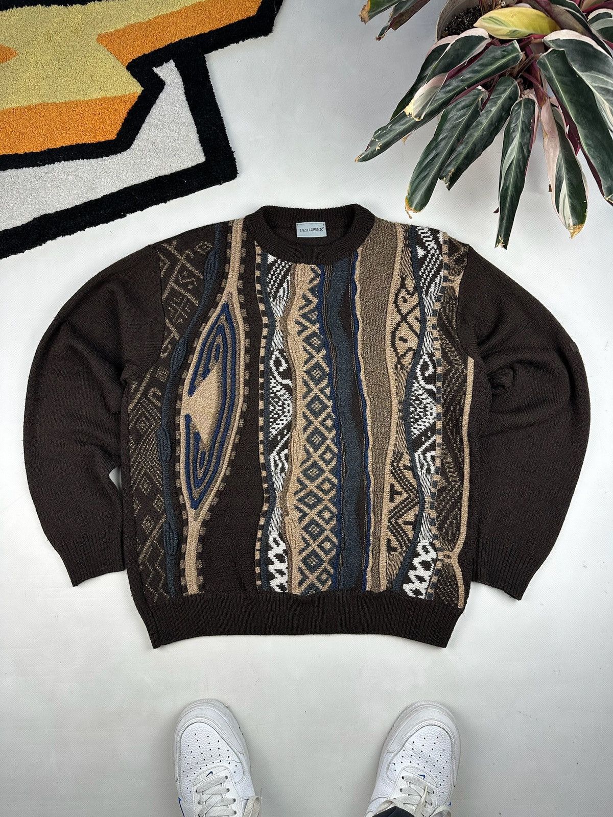 Japanese Brand × Vintage Vintage Coogi Style Boxy Knit Sweater M-L Size US L / EU 52-54 / 3 - 1 Thumbnail