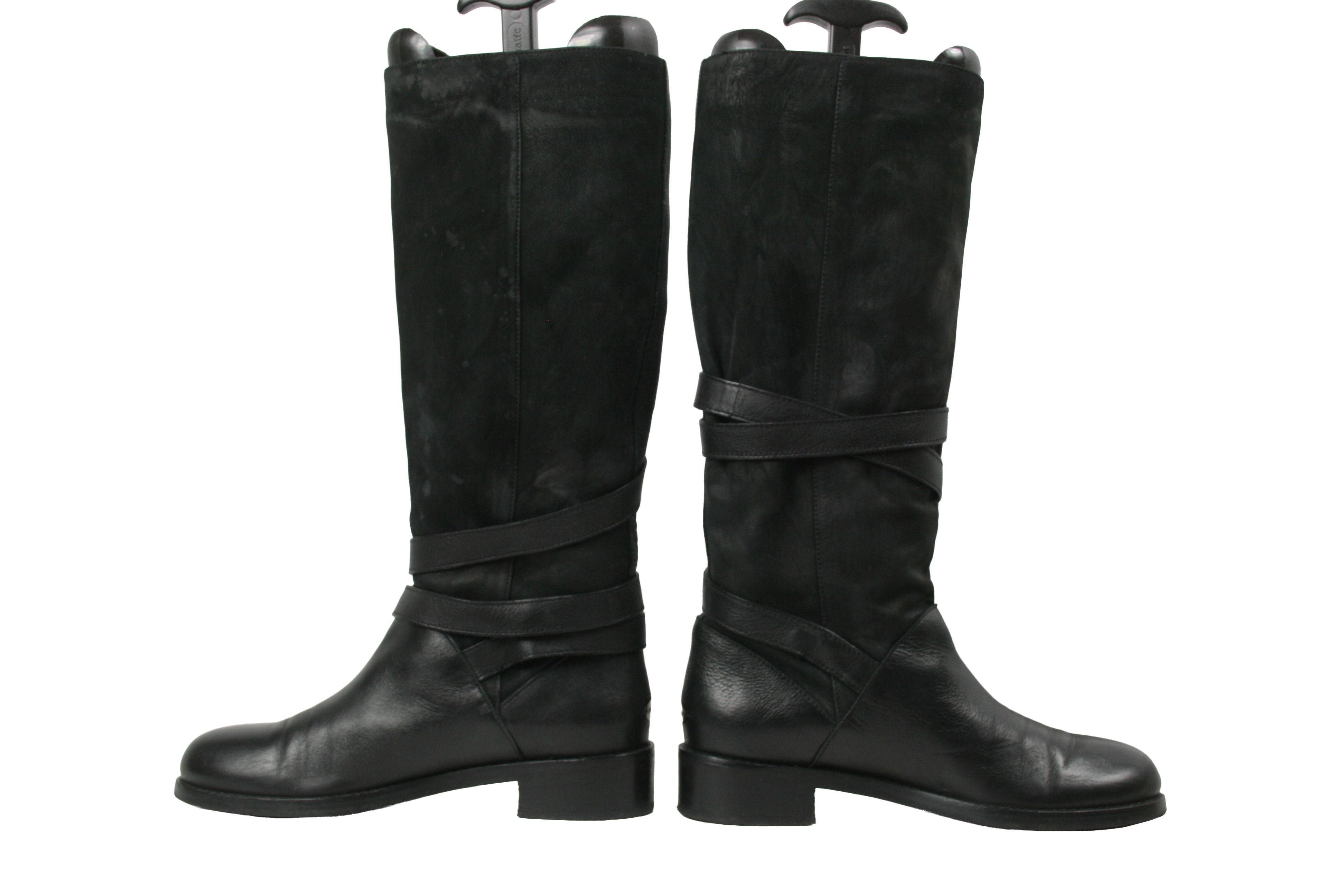 Jimmy Choo Riding Belted Knee High Leather Suede Boots Size US 8 / IT 38 - 15 Thumbnail
