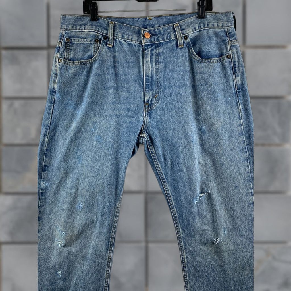 Levi's Levi's 569 Jeans Mens 36 x 30 Blue Distressed Straight Regular Baggy Mid Rise Denim 5-Pocket Modern Adults Mens Size US 36 / EU 52 - 1 Thumbnail