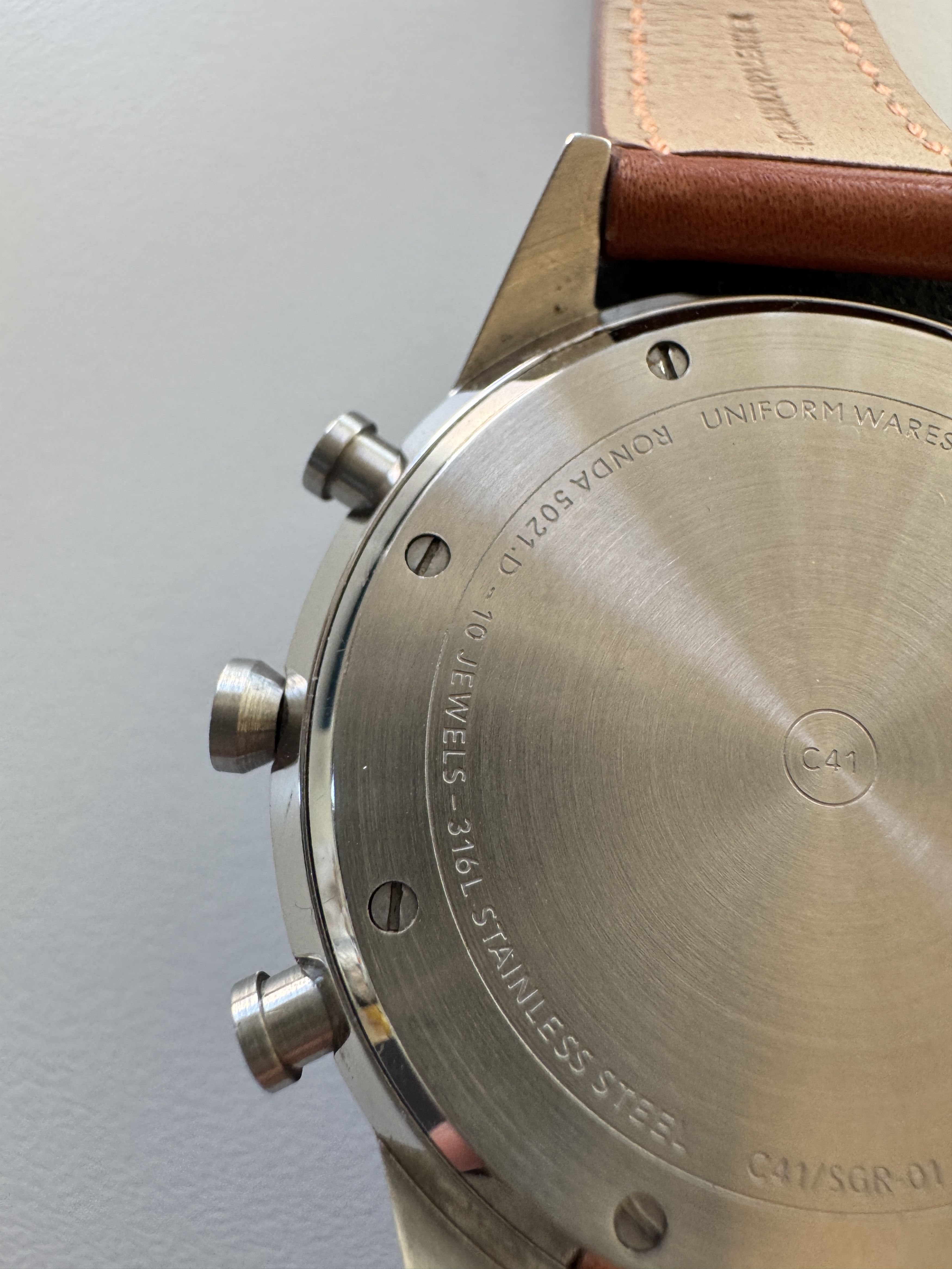 Uniform Wares C41 Chronograph watch in PVD gray Size 40 - 11 Thumbnail