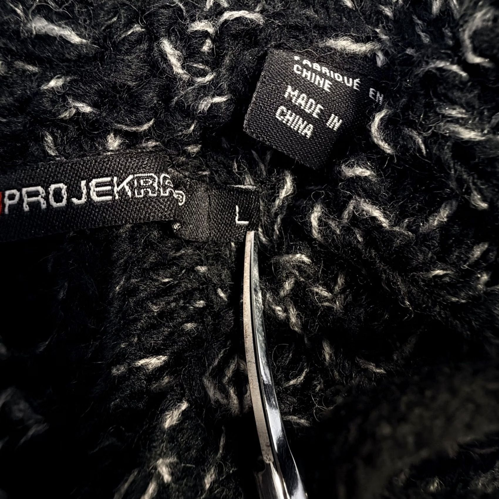 Vintage Projek Raw Mens Large Black Gray Hooded Cable-Knit Pullover Sweater Size US L / EU 52-54 / 3 - 7 Thumbnail