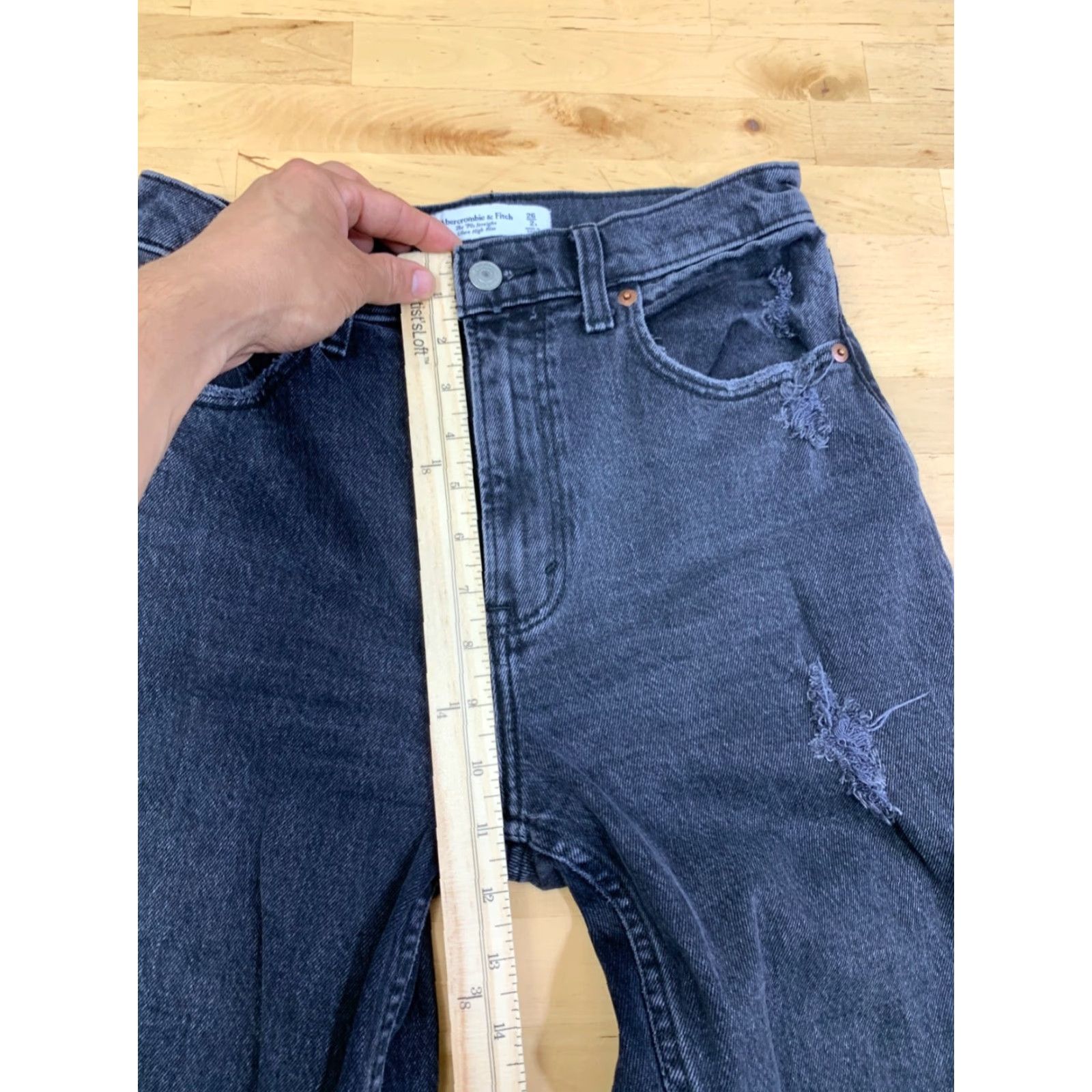Abercrombie & Fitch Abercrombie & Fitch 90s Straight High Rise Denim Jeans Womens 26 Black 5-Pocket Design Vintage No Size ONE SIZE - 6 Thumbnail