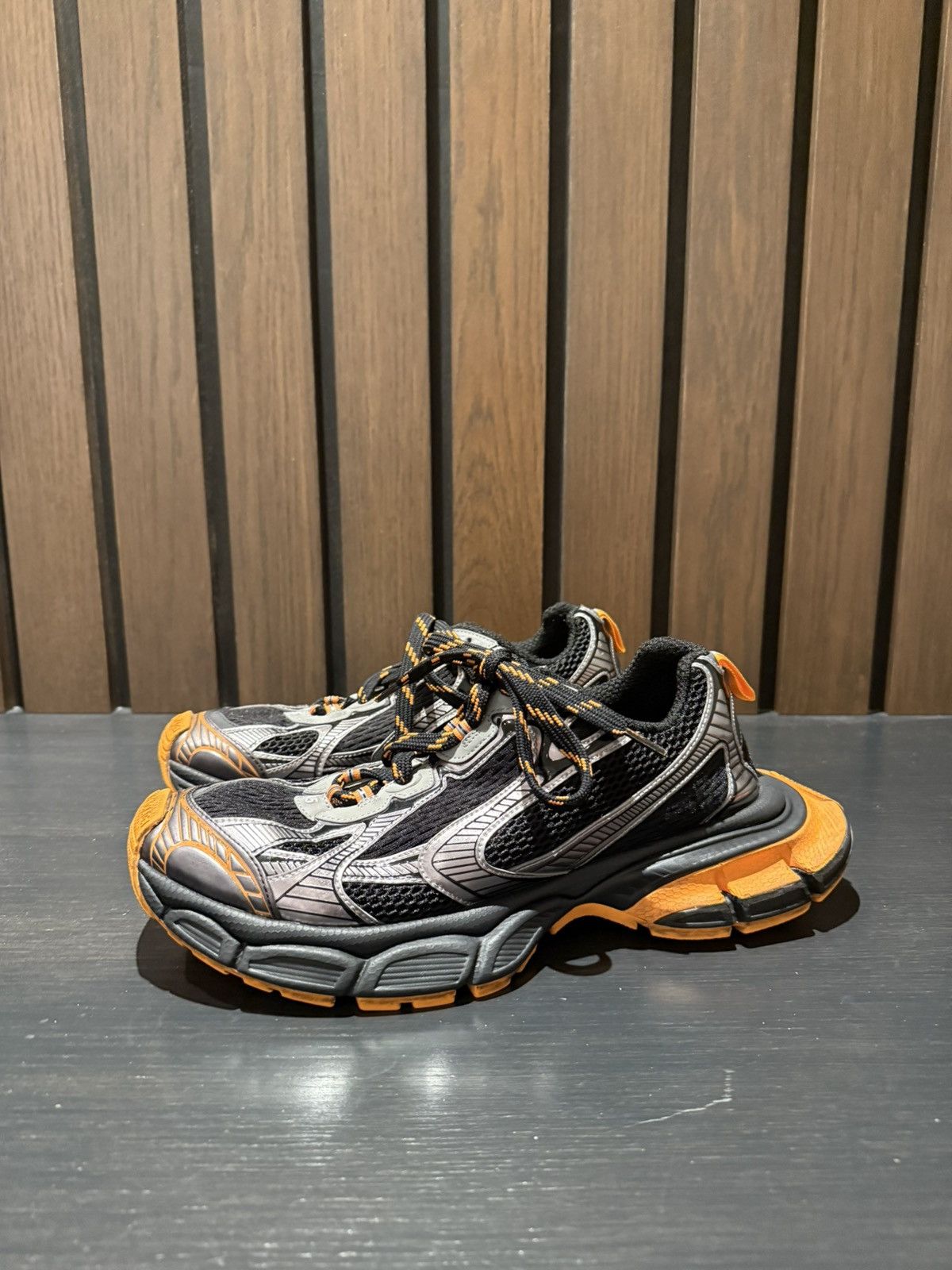Balenciaga Balenciaga Runner Oversized Sole Sneakers – BLK/Orange/SLVR Size US 12 / EU 45 - 1 Thumbnail