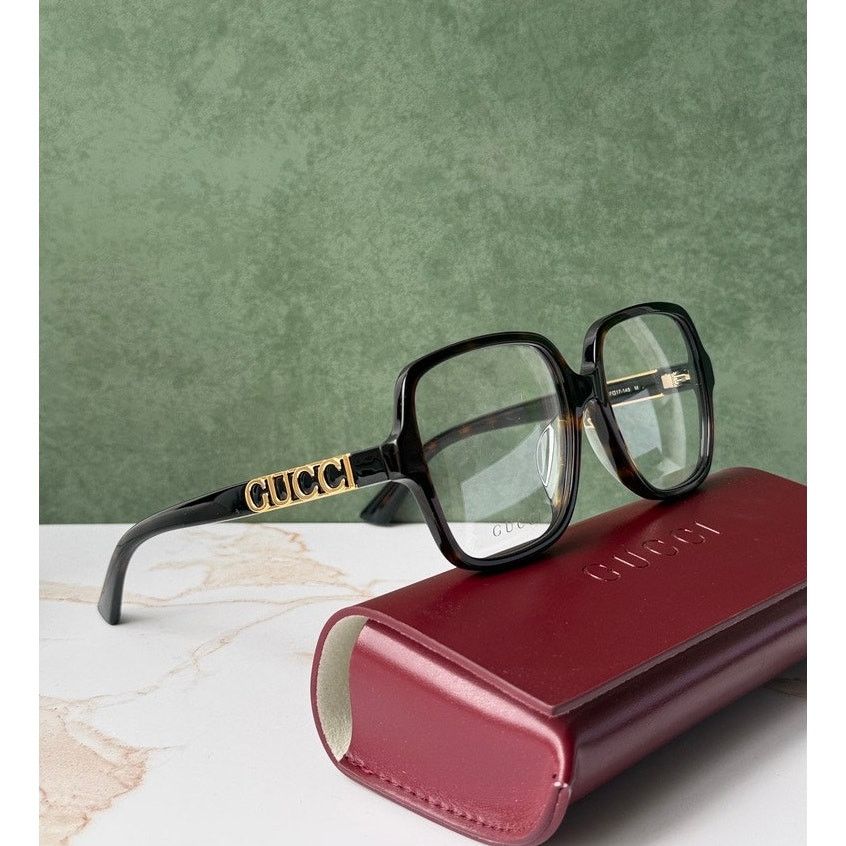 Gucci NEW Gucci GG1193OA Havana Brown Gold Logo Eyeglasses Frames Size ONE SIZE - 1 Thumbnail