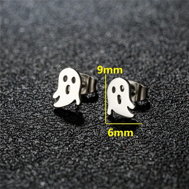 Jewelry Mini Gothic Ghost Stud Earrings Charm Earring Gift Size ONE SIZE - 2 Thumbnail