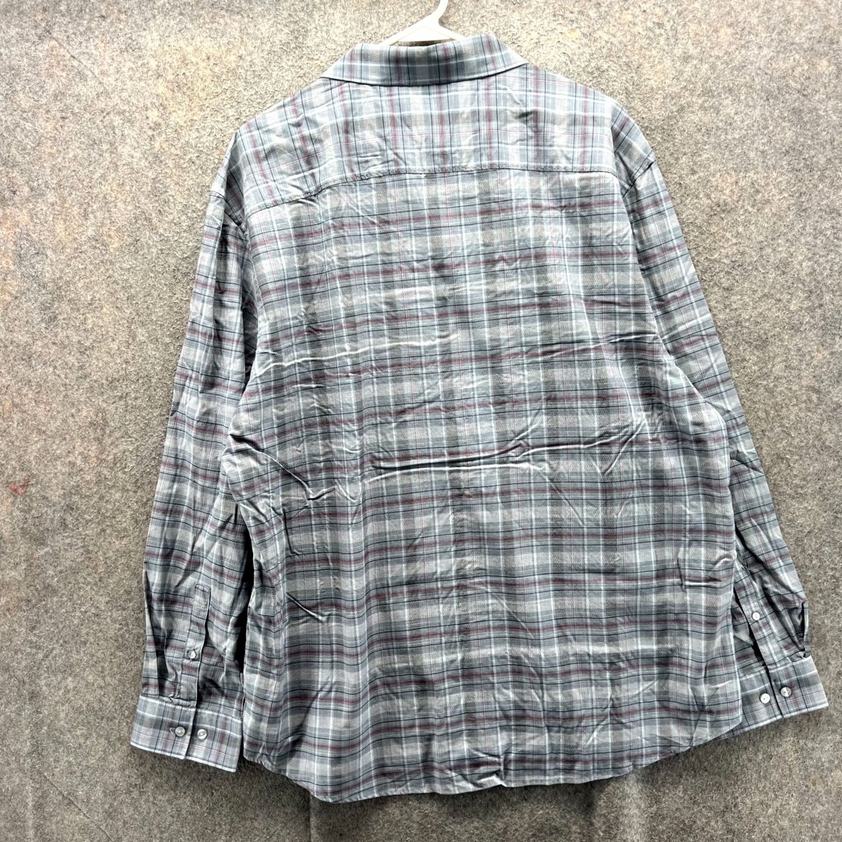 Calvin Klein Calvin Klein Dress Shirt Mens XL Button-Down Oxford Plaid Cotton Grey Blue Shirt Size 46R - 2 Thumbnail