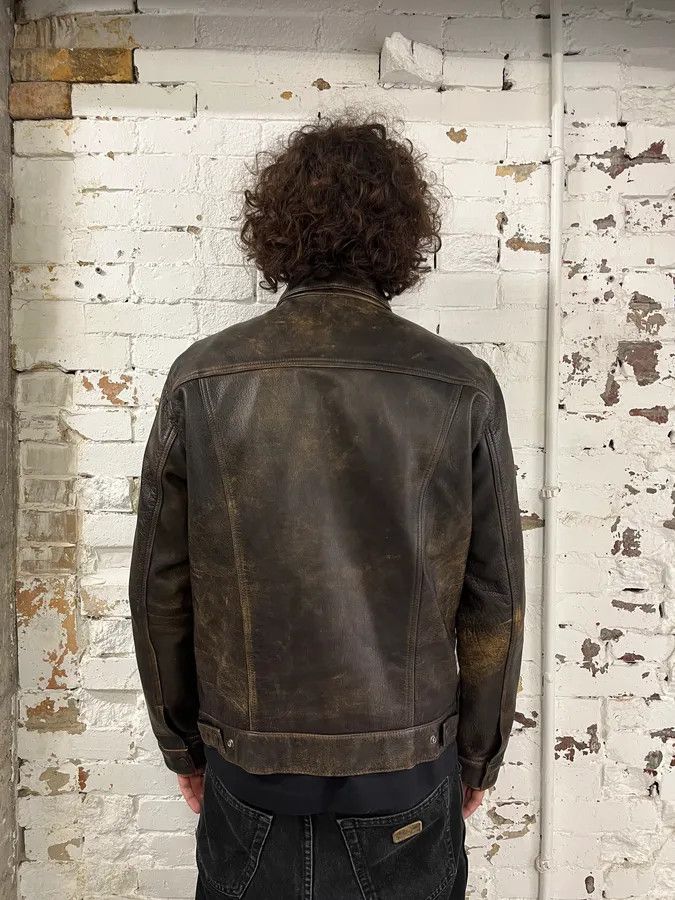 Levi's Levi’s Buffalo Brown Faded Leather Trucker Jacket Size US M / EU 48-50 / 2 - 3 Thumbnail
