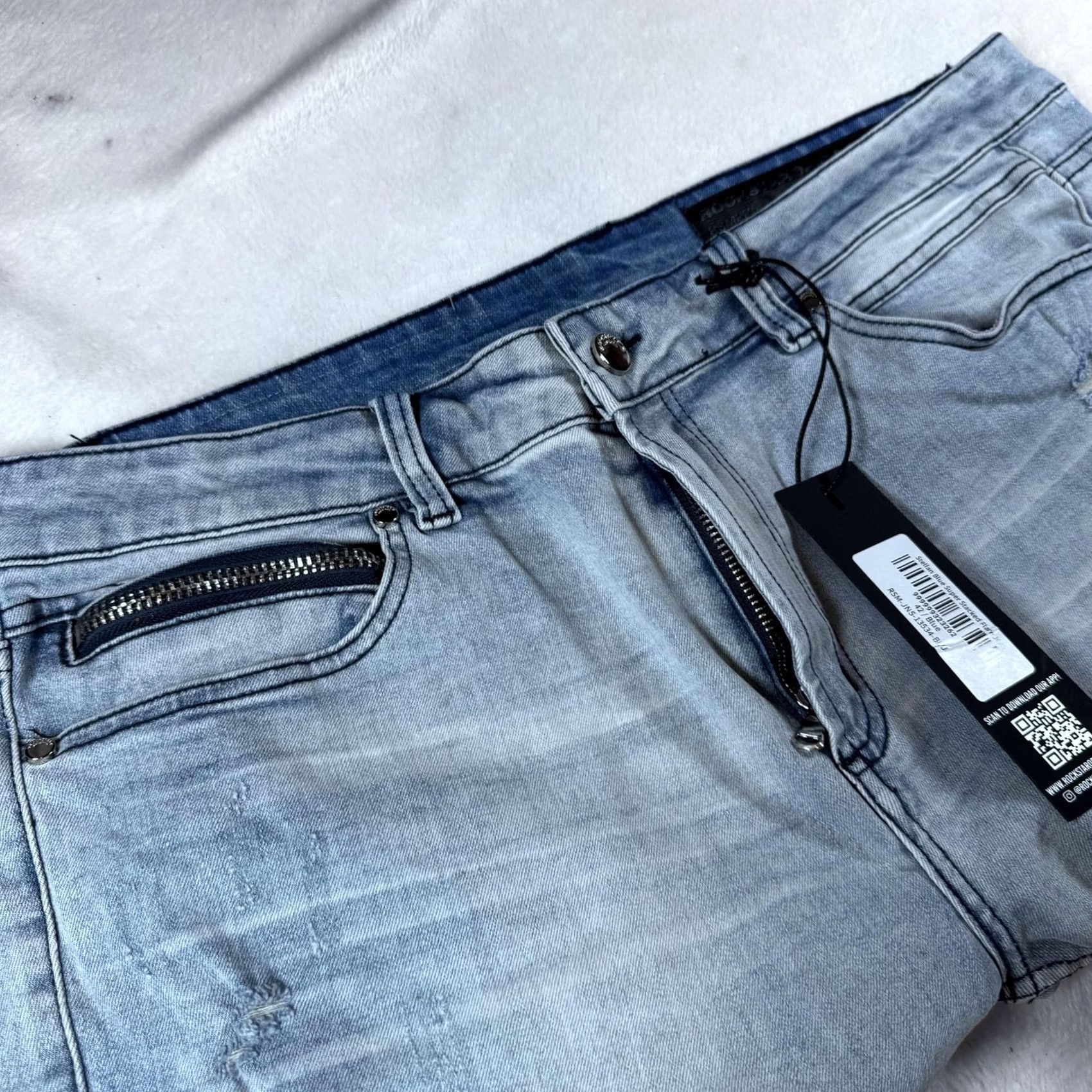 Vintage ROCKSTAR ORIGINAL Jeans Mens 42 Light Wash Flared Distressed Skelman 38 In Inseam Jeans Size US 42 / EU 58 - 6 Thumbnail